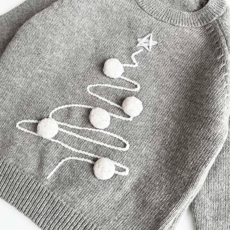 II Gufo Grey Merino Wool Christmas Jumper