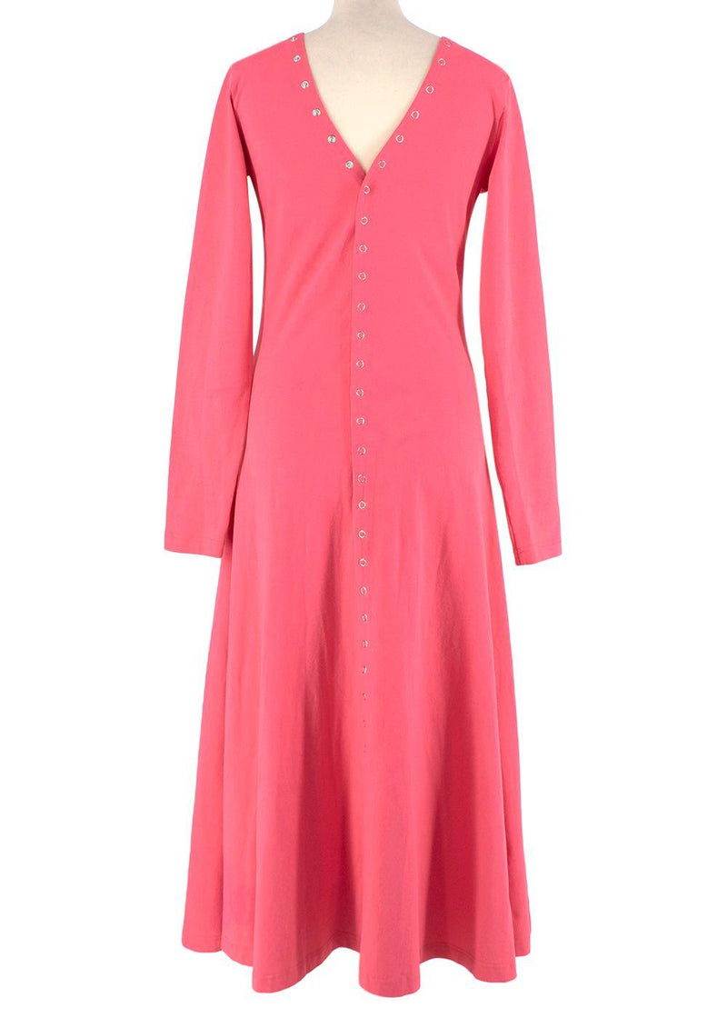 Coral Pink Midi Dress with Poppers