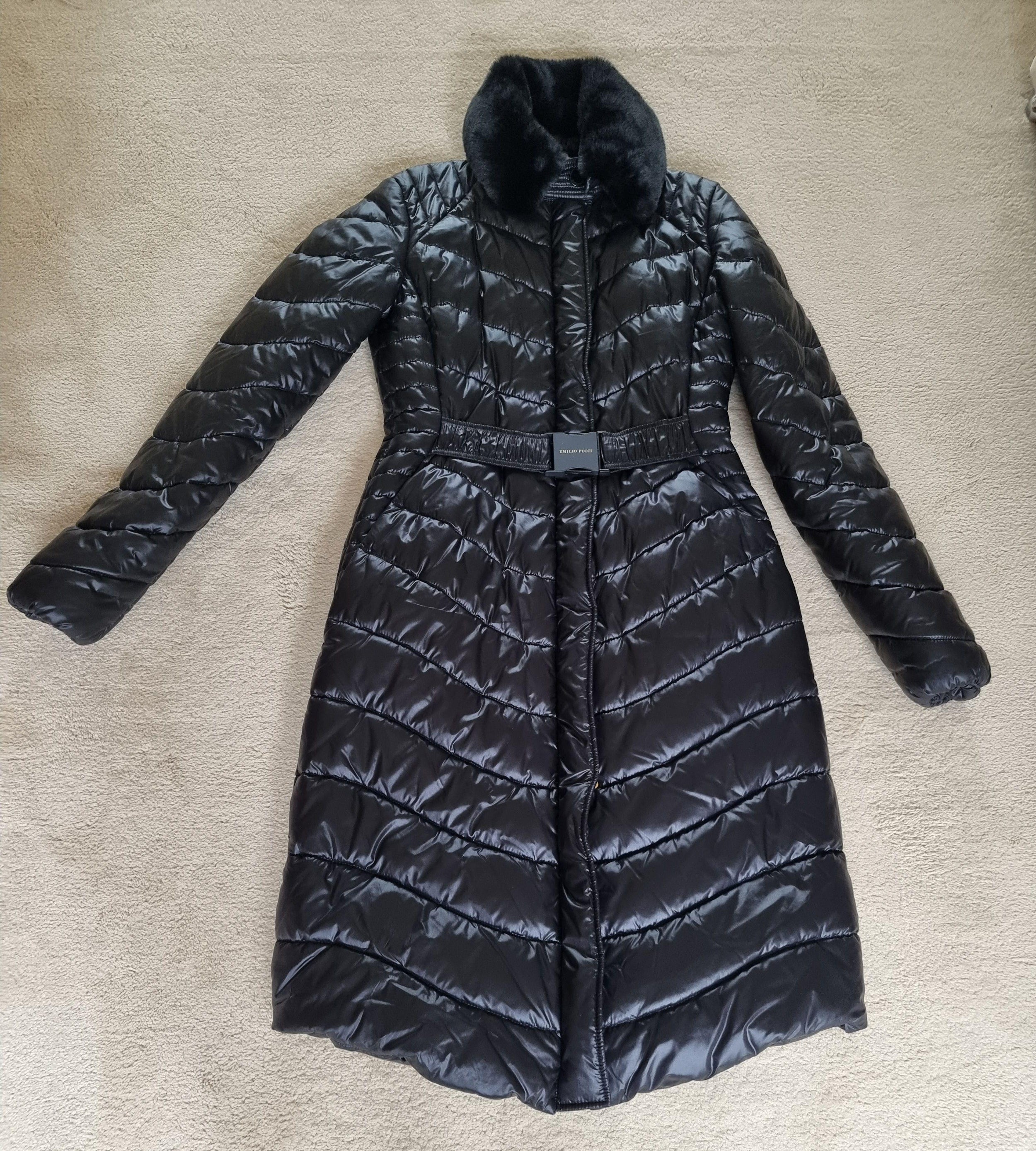 black nylon & faux-fur padded jacket