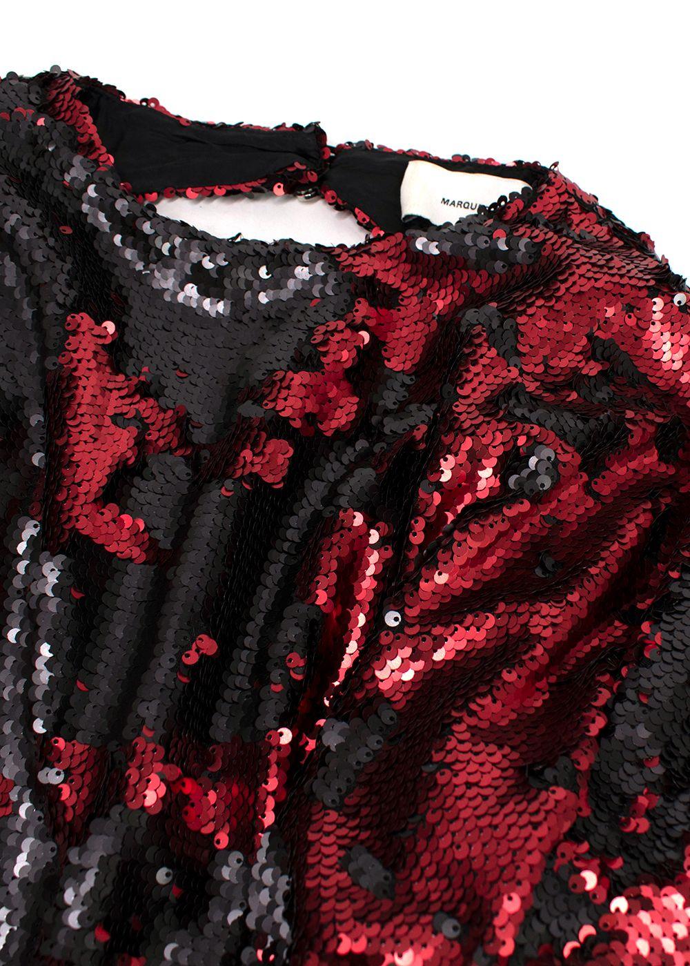 Marques Almeida Black & Red Sequin Asymmetric Mini Dress