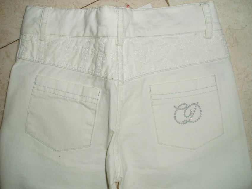 DIOR girls white jeans with CD crystal logo, size 5 years