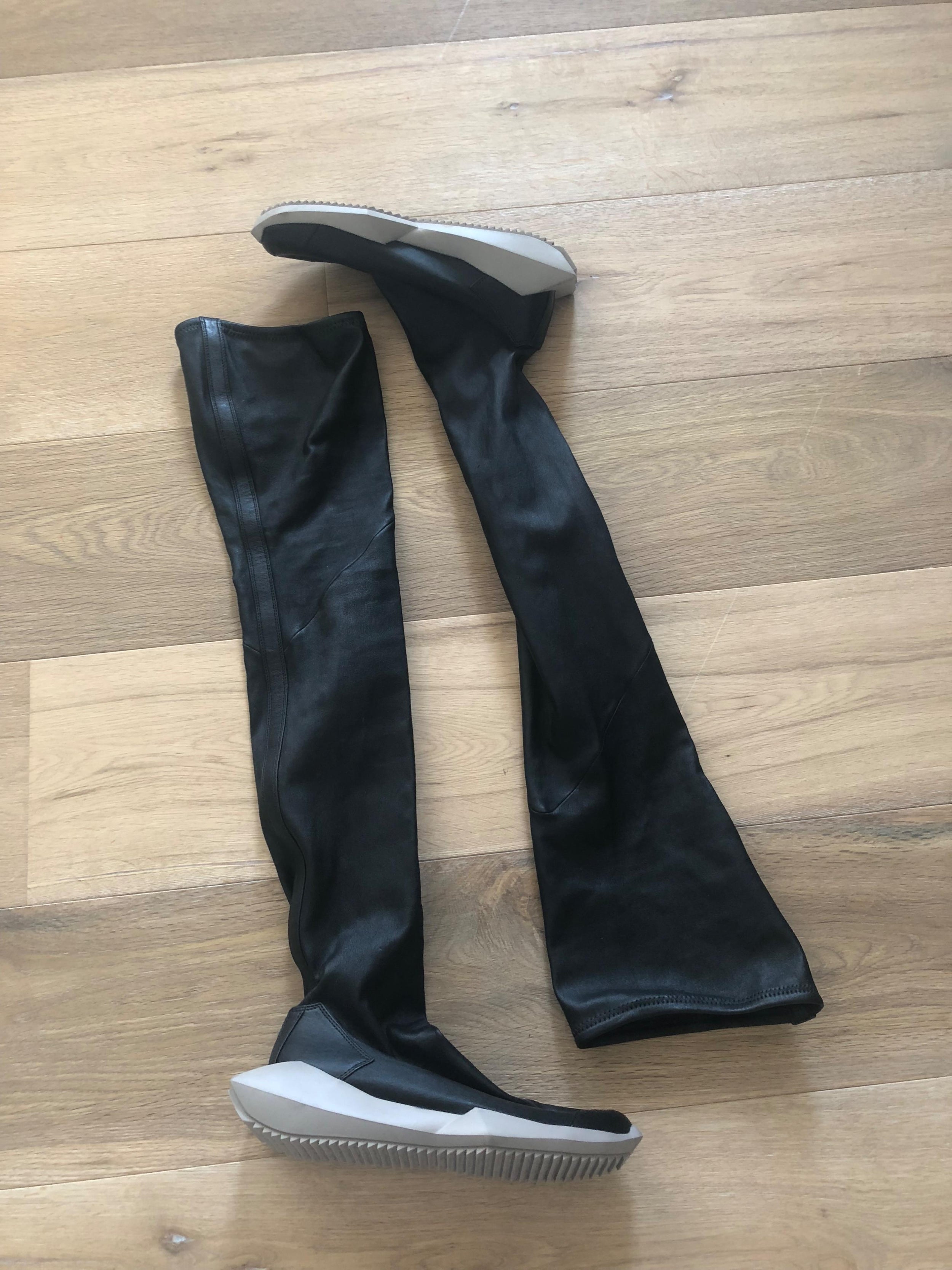 x Adidas Black Leather Over the Knee Trainers