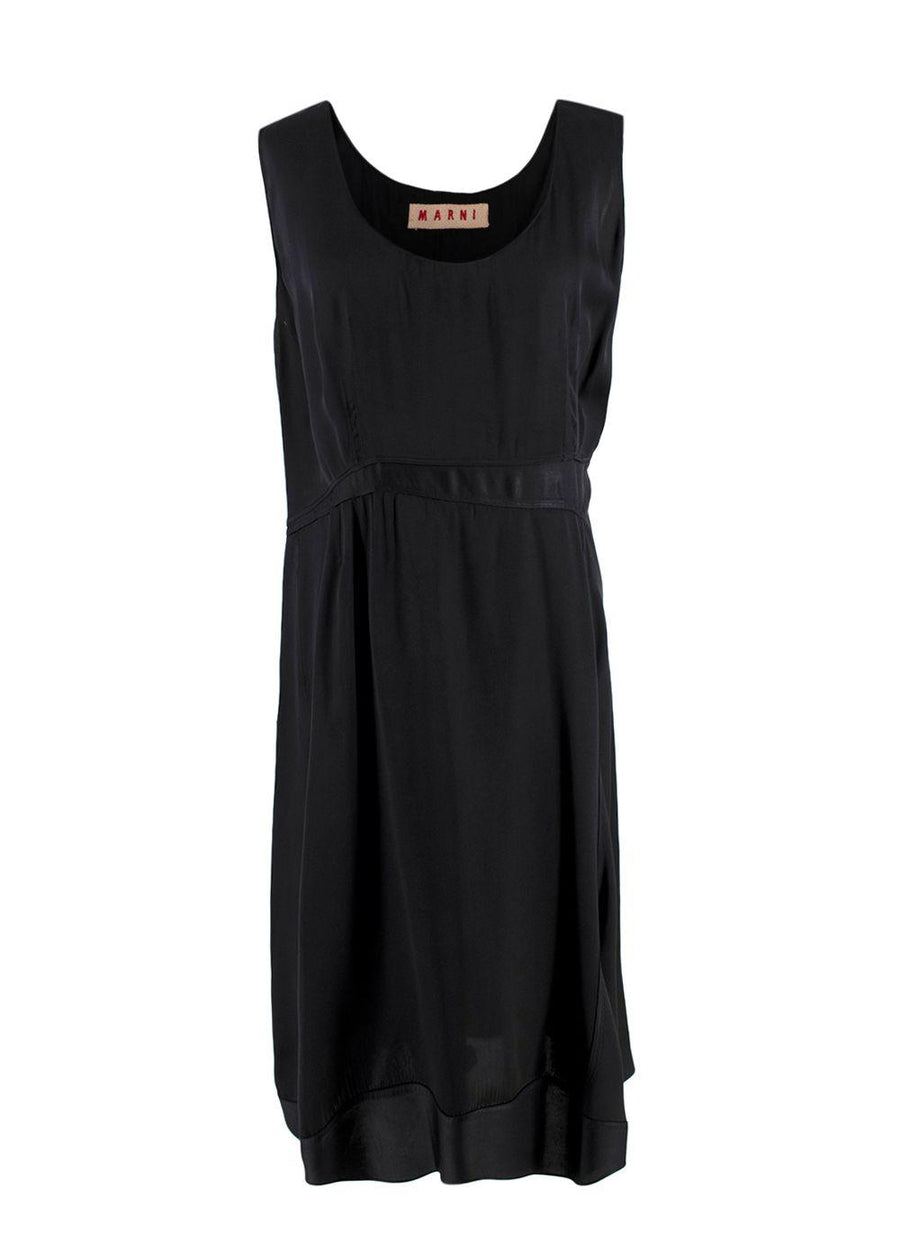 Marni Black Bias Cut Satin Dress
