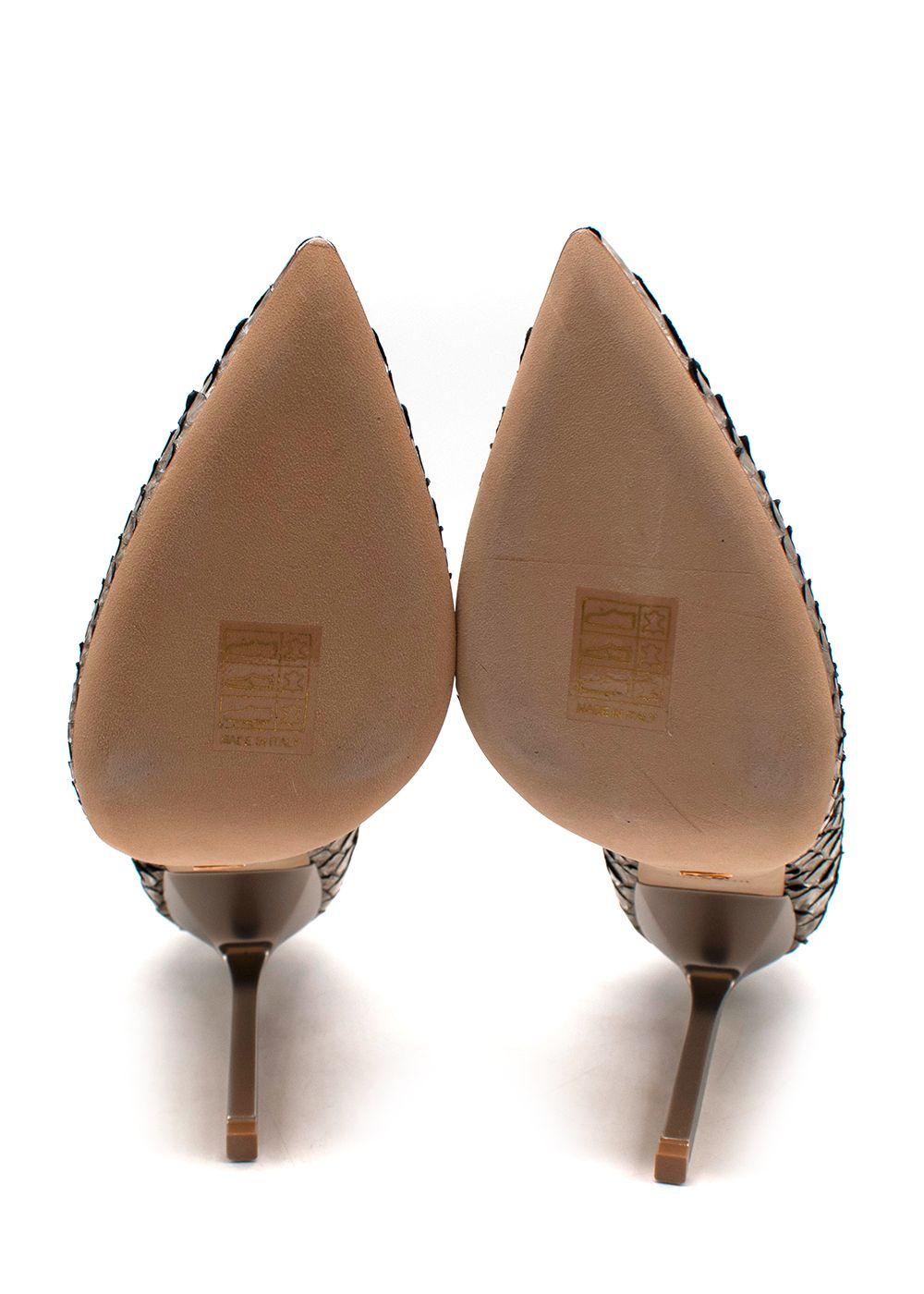 Ralph & Russo Gold Antique Python Leather Heels