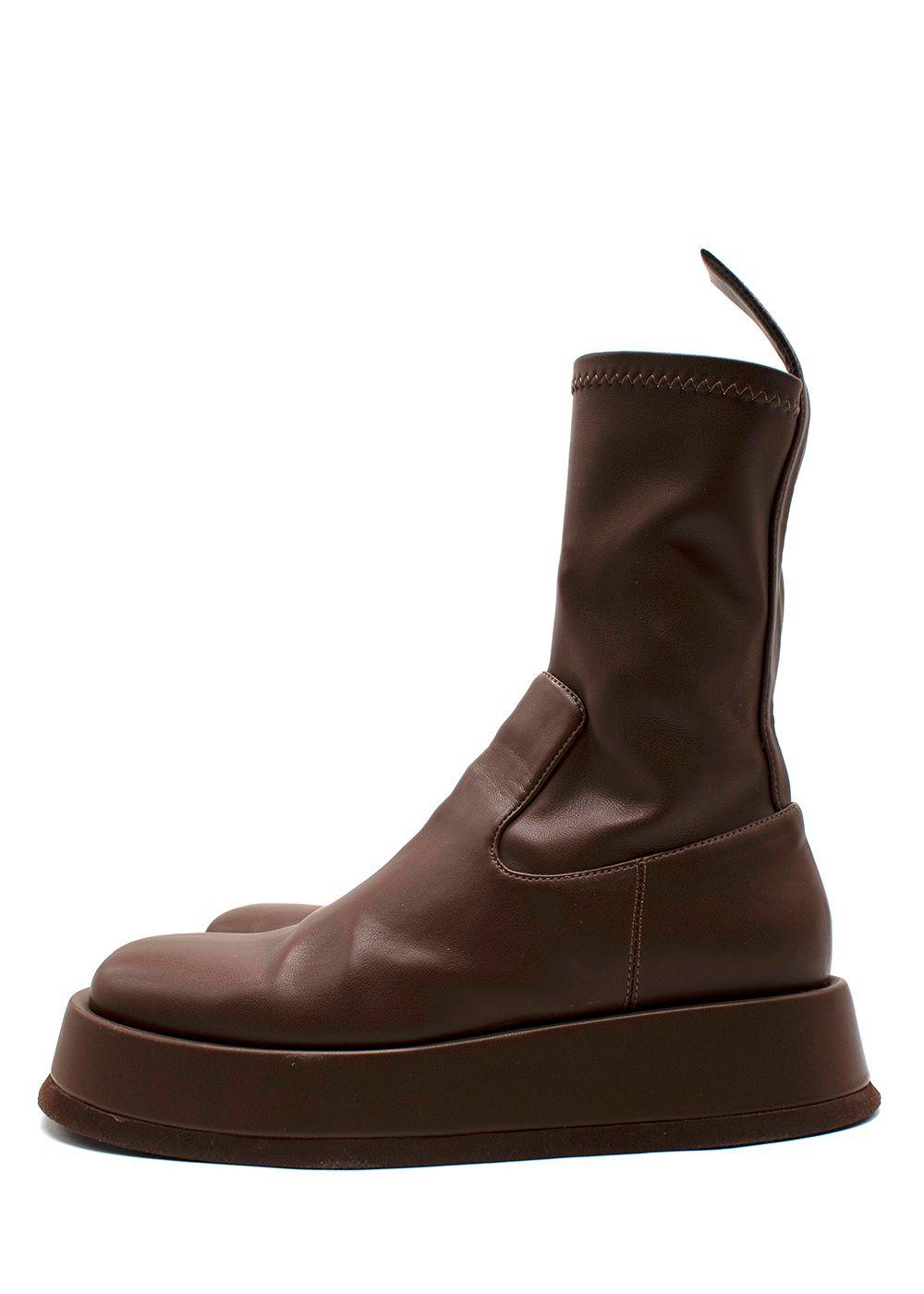 Gia Borghini Chocolate Brown Rosie Leather Boots