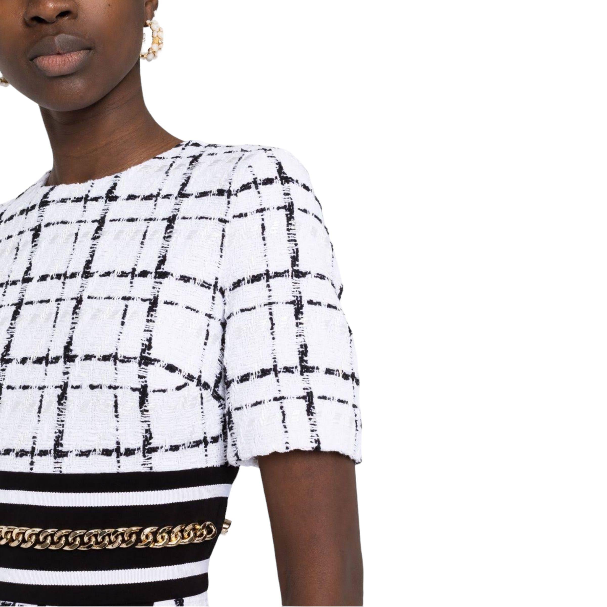 Runway Plaid Tweed Midi Dress