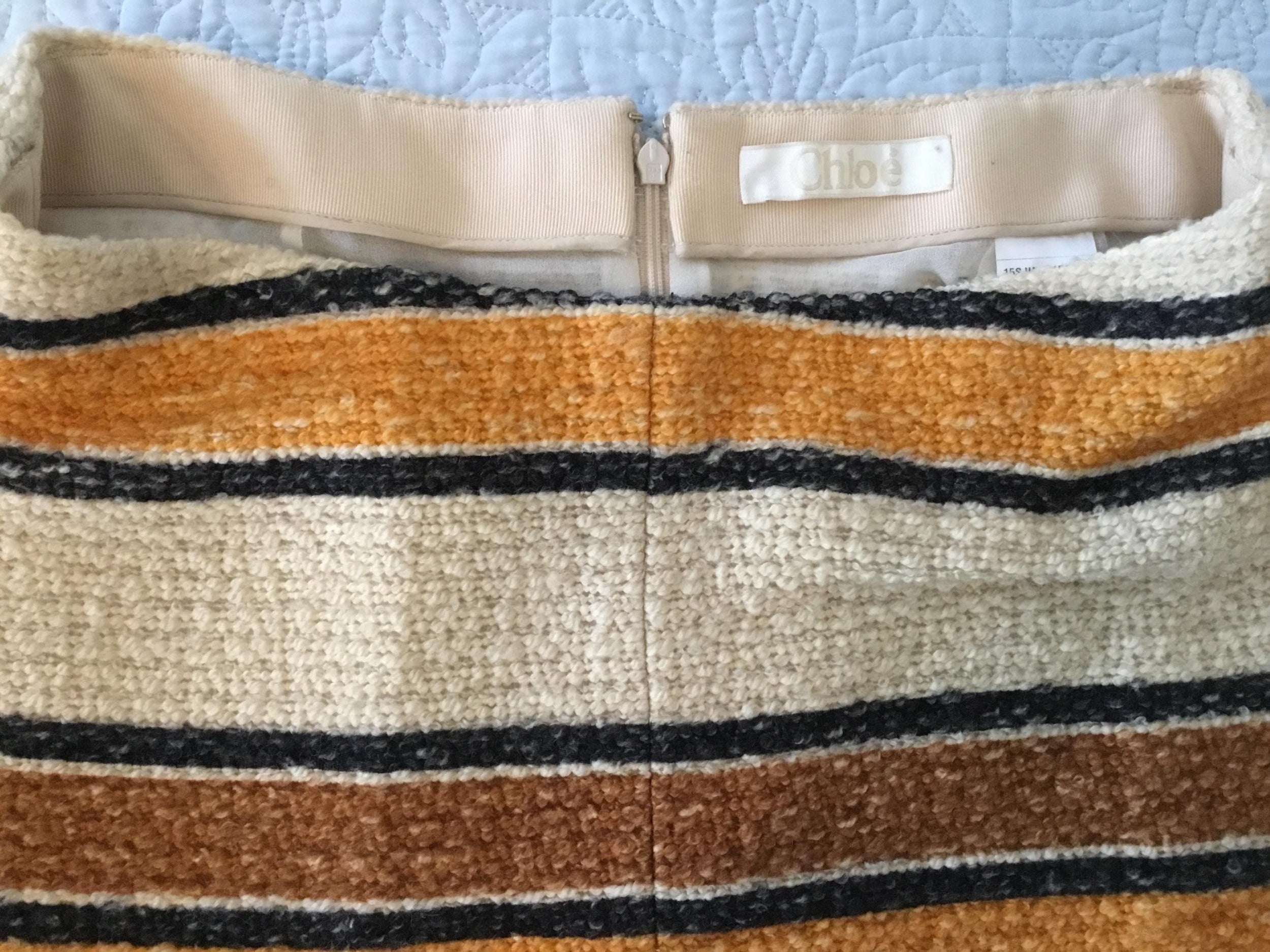 Asymmetrical Striped Wool Skirt