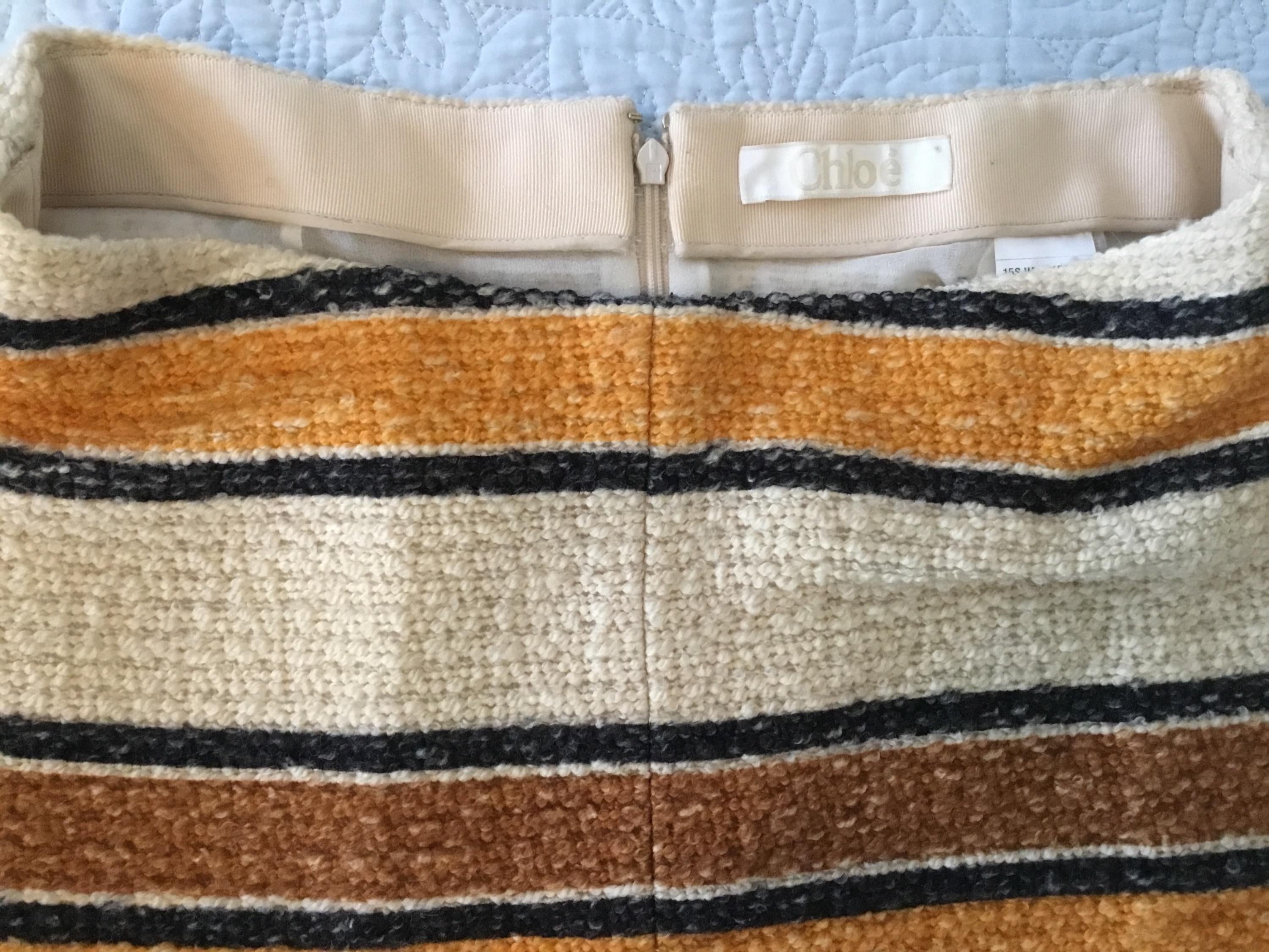Asymmetrical Striped Wool Skirt