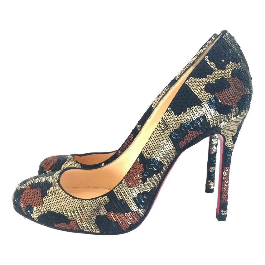Christian Louboutin Fifi Paillettes Sequin Leopard Heels