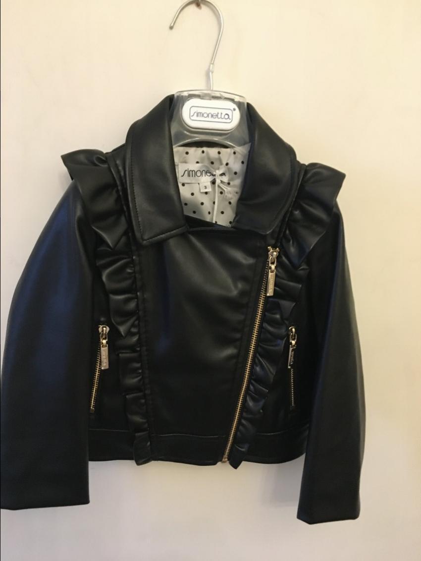 Simonetta Kids Ruffled Faux Leather Jacket