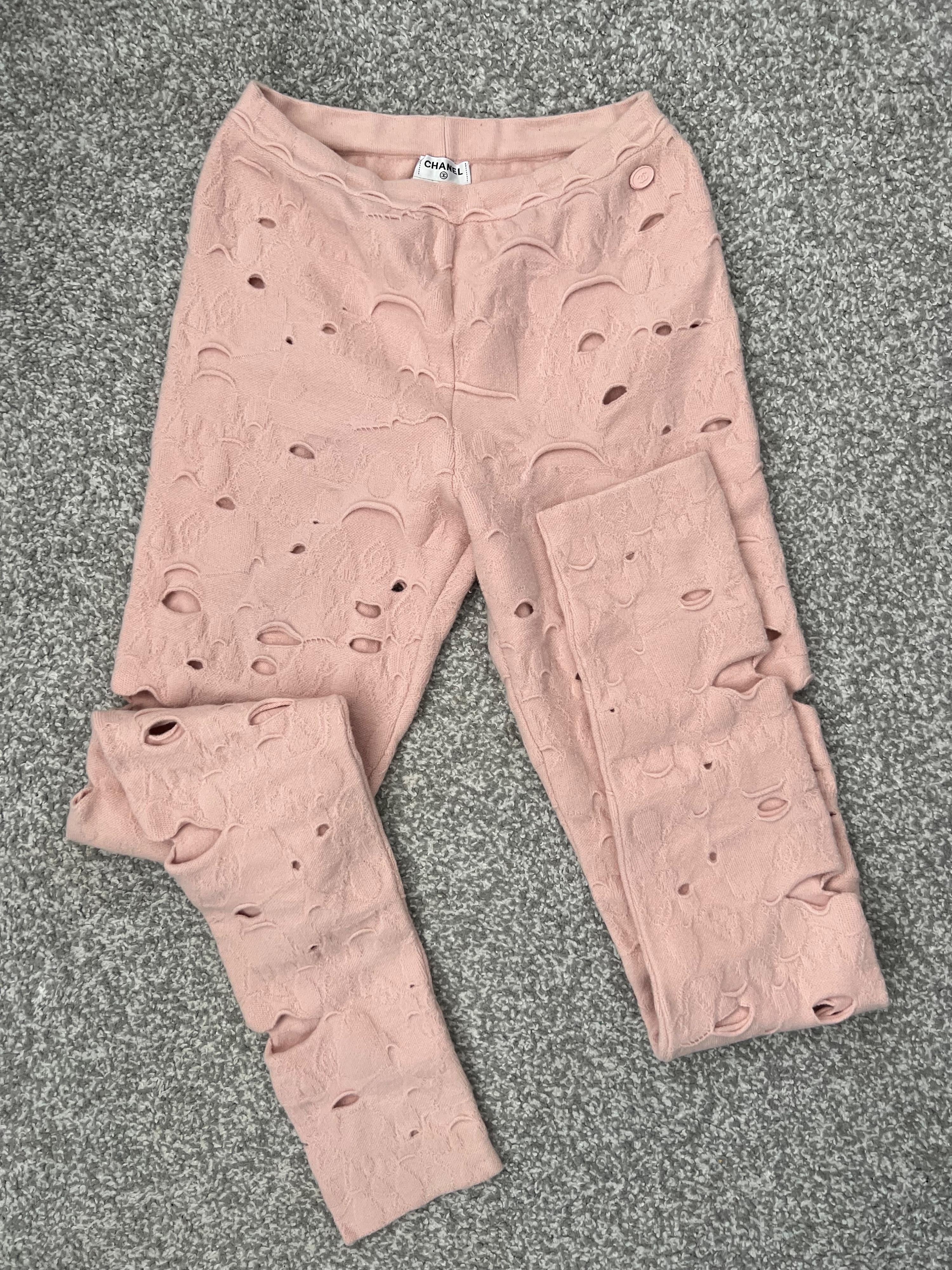 Chanel 2014 Baby Pink Wool Blend Leggings