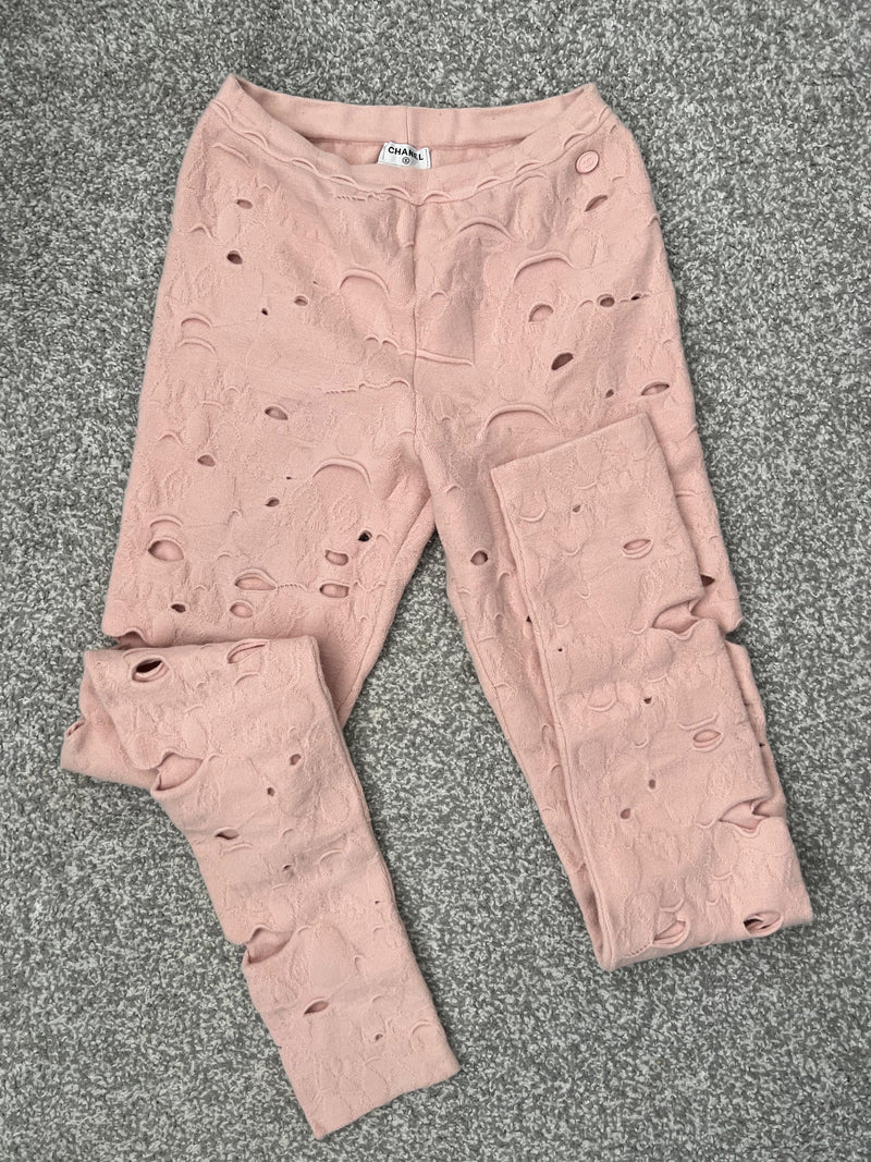 Chanel 2014 Baby Pink Wool Blend Leggings