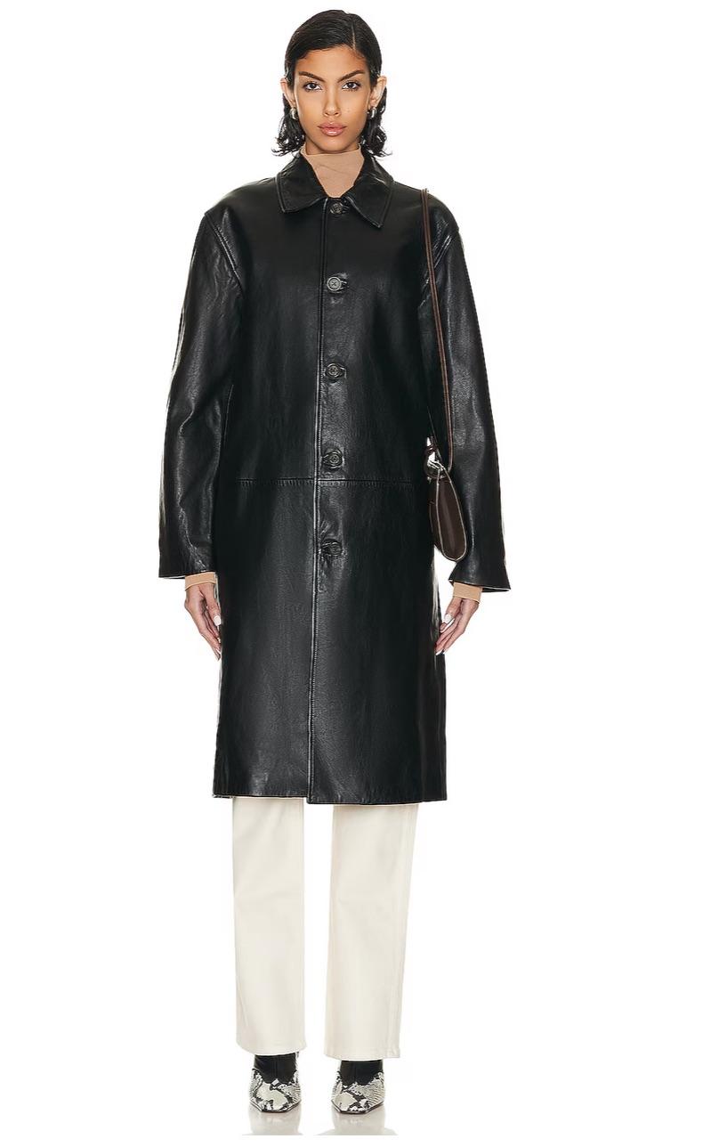 Nili Lotan New Season Black Leather Coat/Jacket