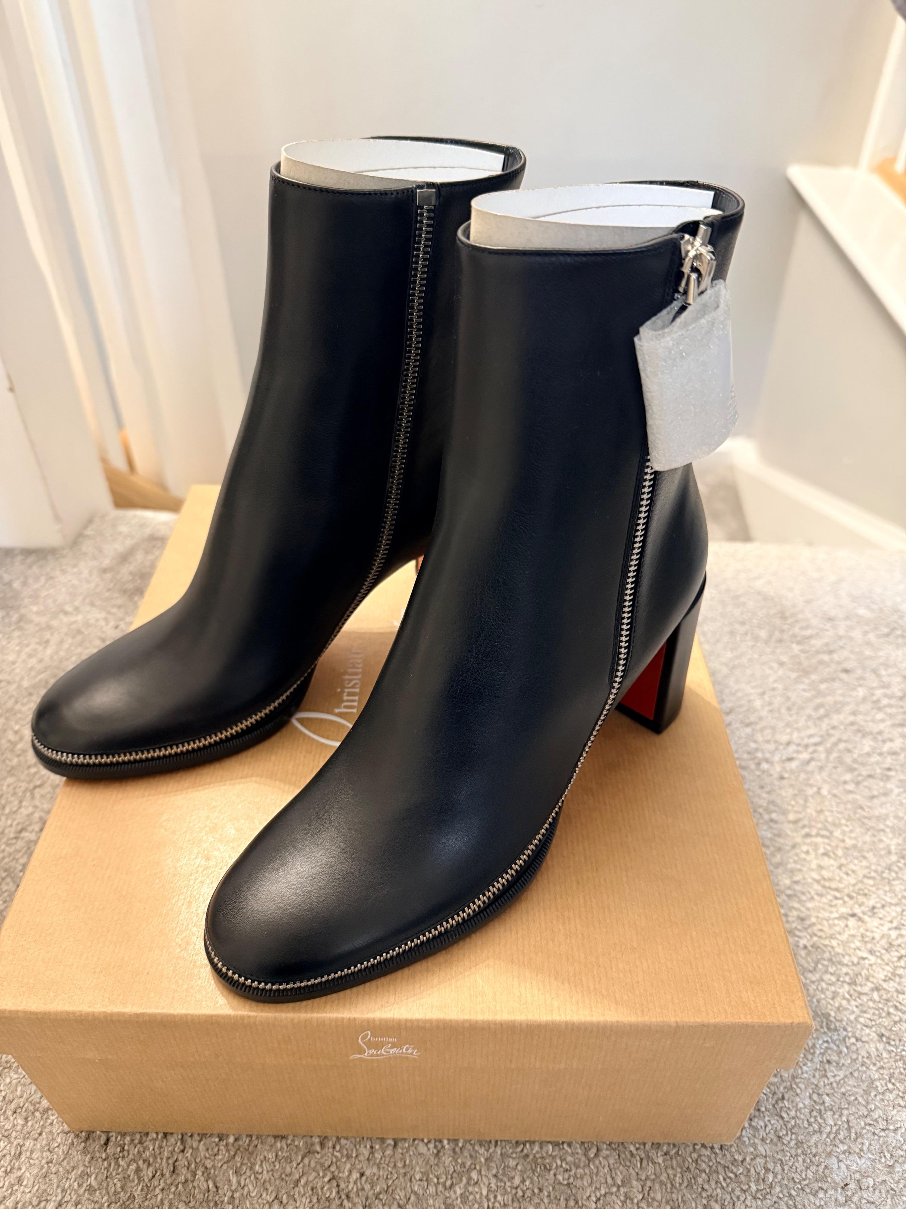 Christian Louboutin Black Leather Zip Booty