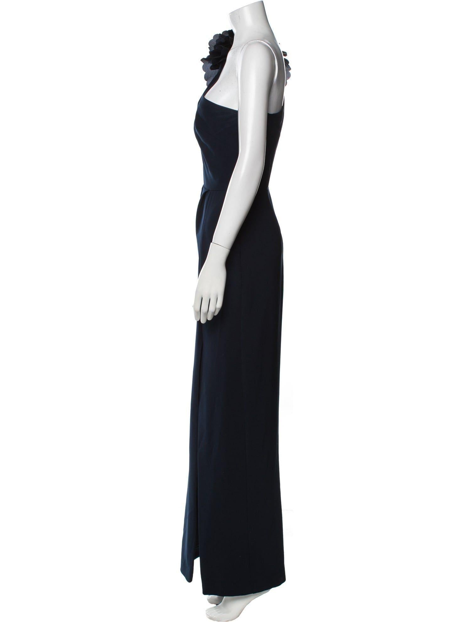 Marchesa Notte One Shoulder Floral Applique Gown