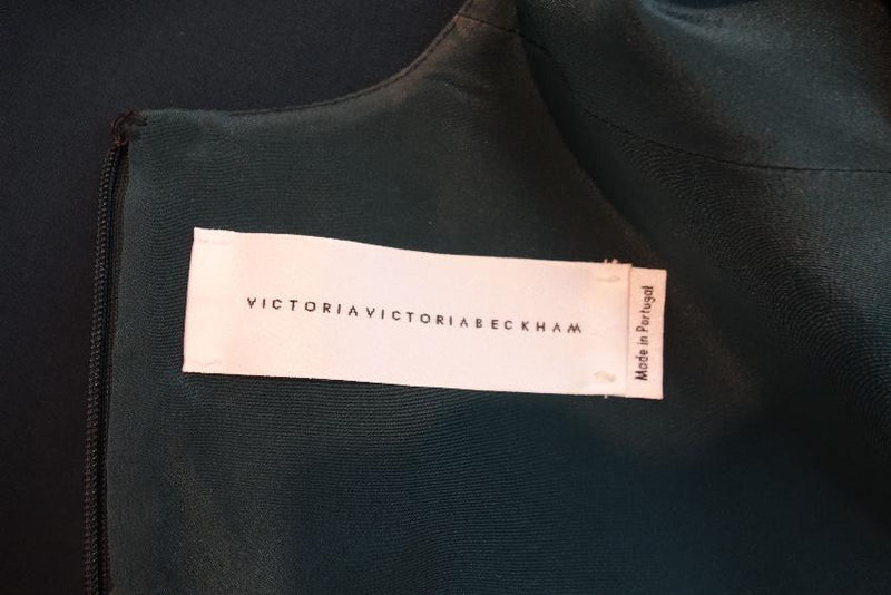 Victoria Victoria Beckham Green Stretch Crepe Flared Sleeveless Top