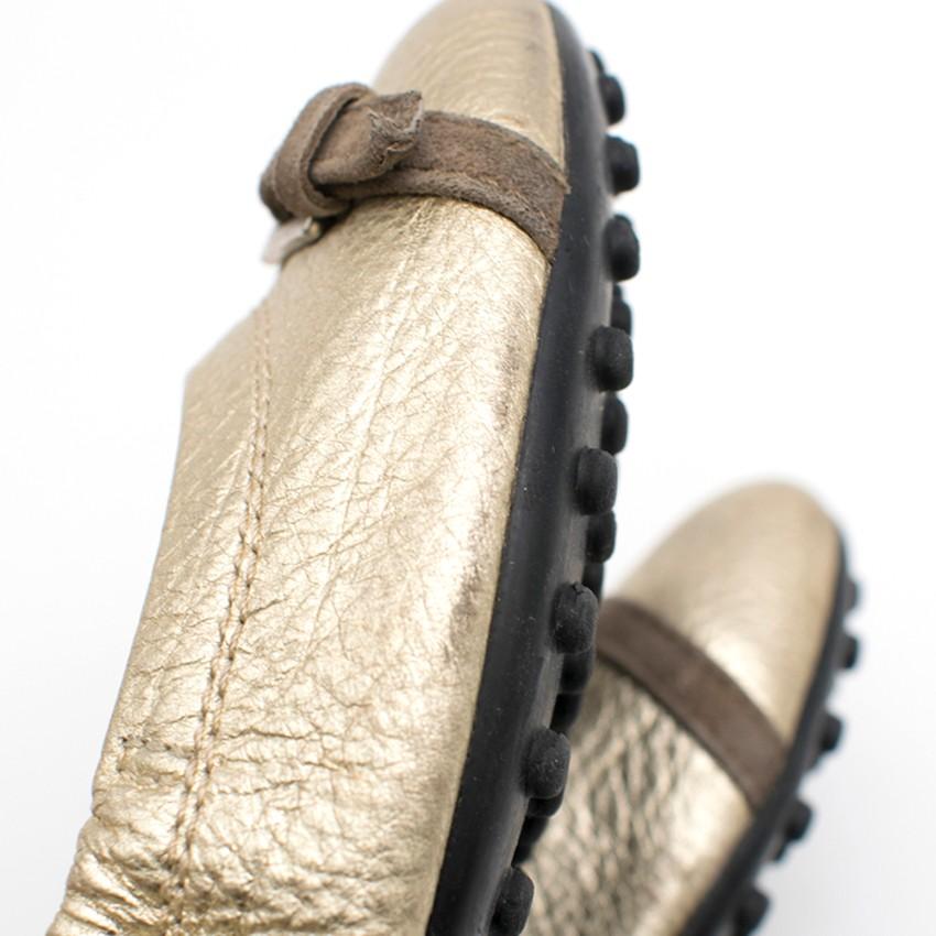 Tod's Gold Driving Ballerinas