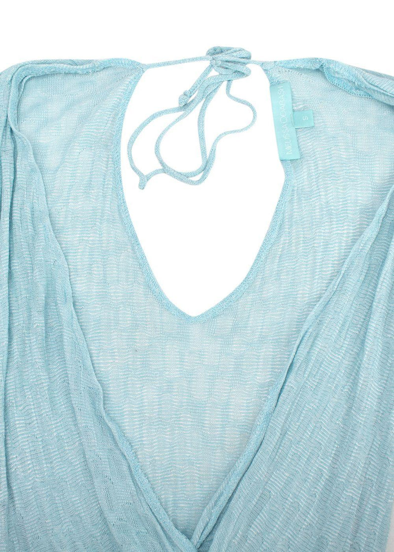 Melissa Odabash Light Blue Fine Knit Beach Cover Up Maxi Dress