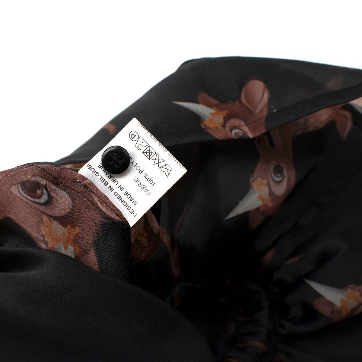 Deer Print Black Organza Shirt Dress