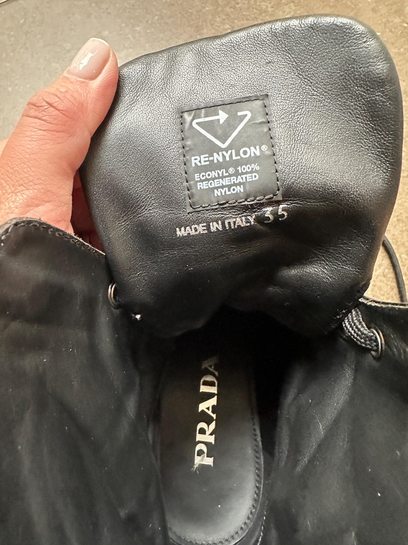 Prada Black Re- Nylon Combat Boots