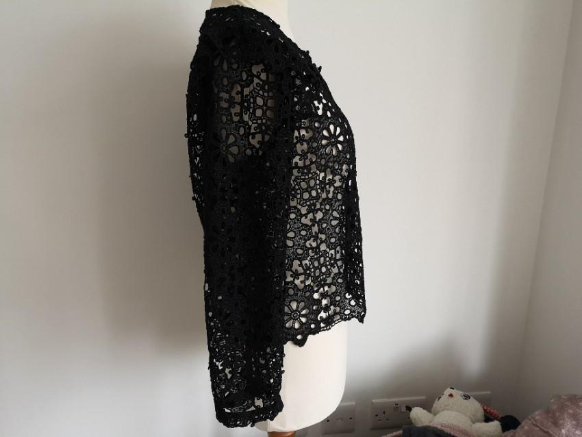Claudie Pierlot Black Lace Ruffle Jacket
