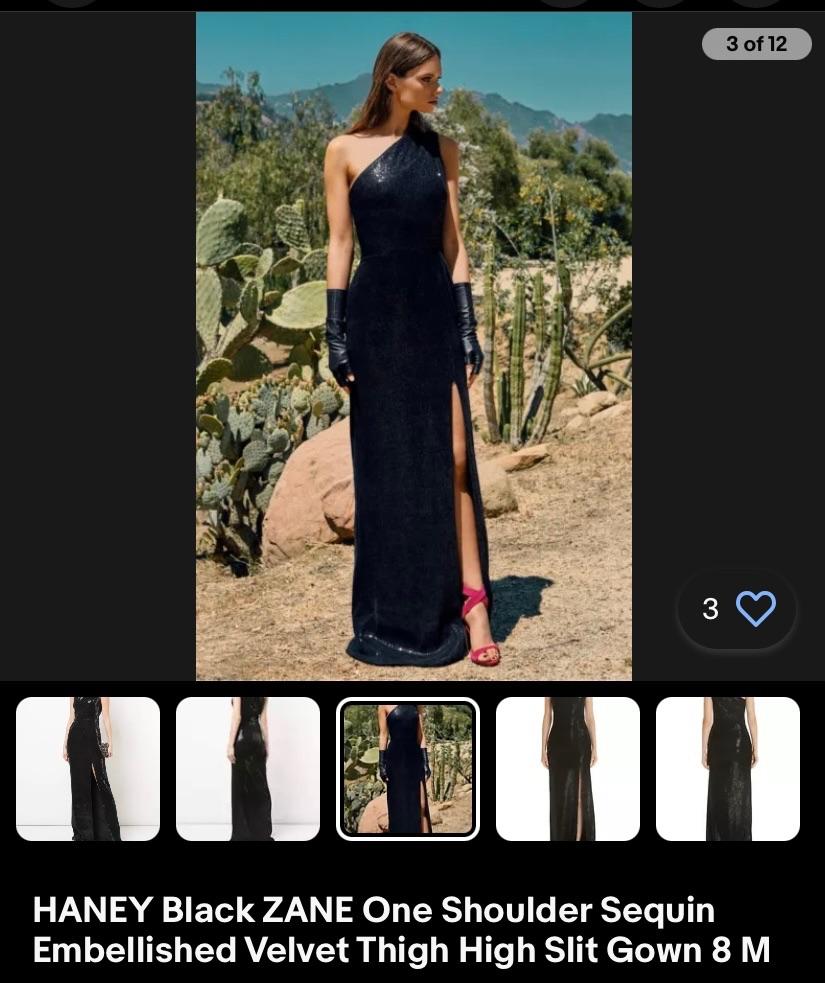 Haney Black Sequin One Shoulder Gown