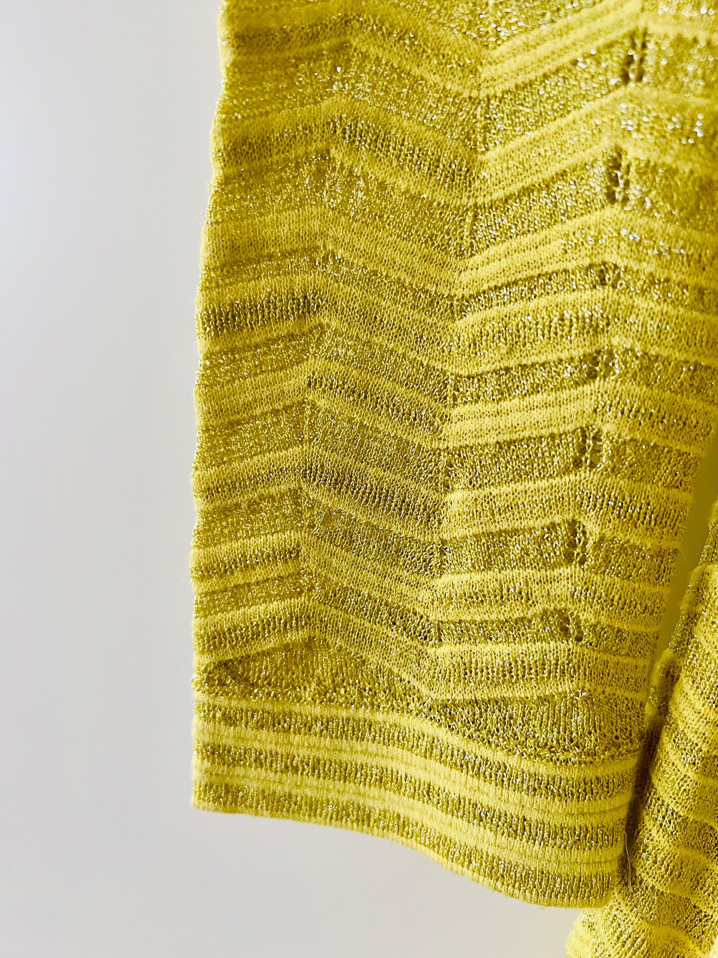 Metallic Yellow Knitted Long Sleeved Dress
