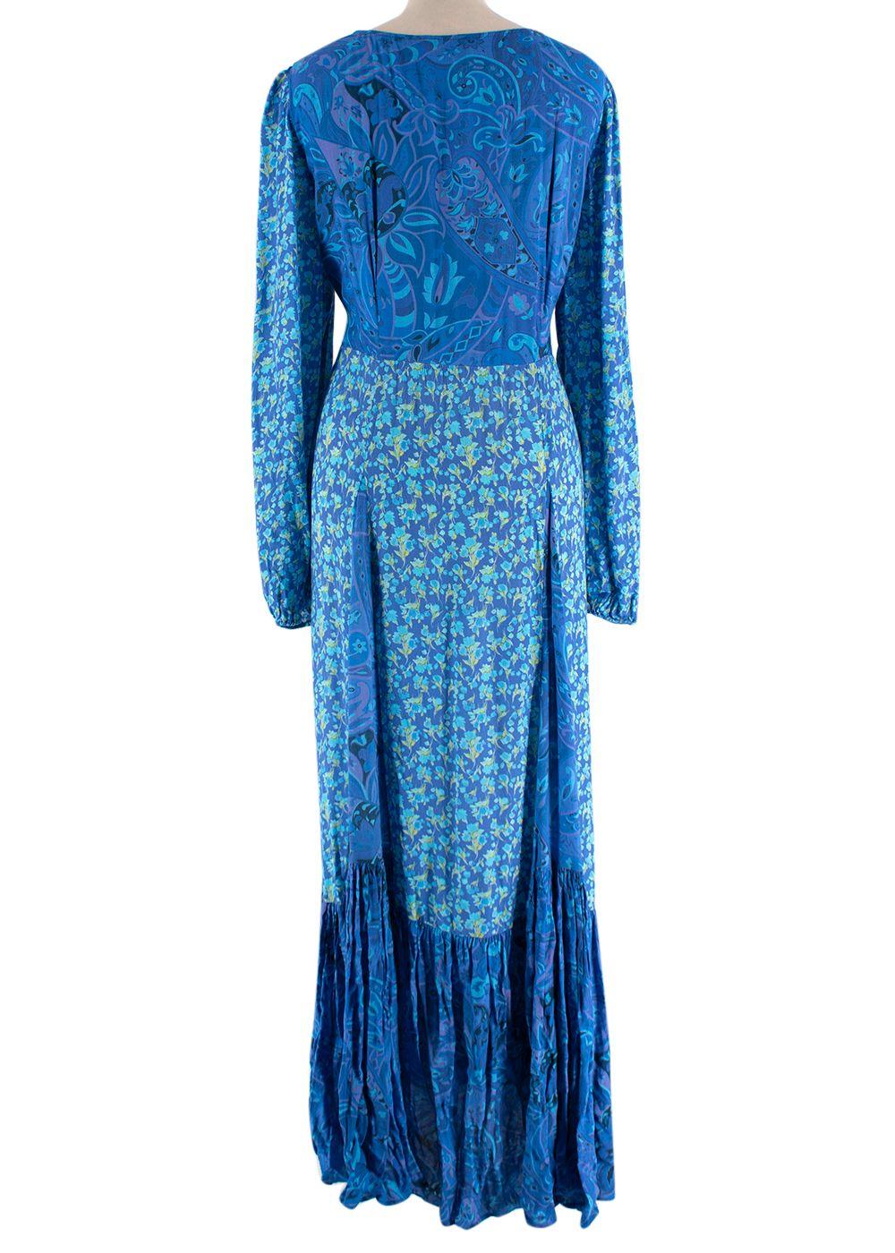 Rixo Blue Virginia Floral-Print Maxi Dress