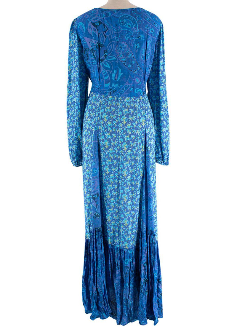 Rixo Blue Virginia Floral-Print Maxi Dress