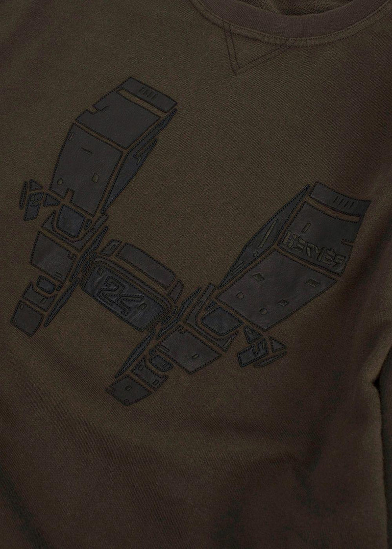 Hermes Brown Crewneck Sweatshirt with Leather Detail