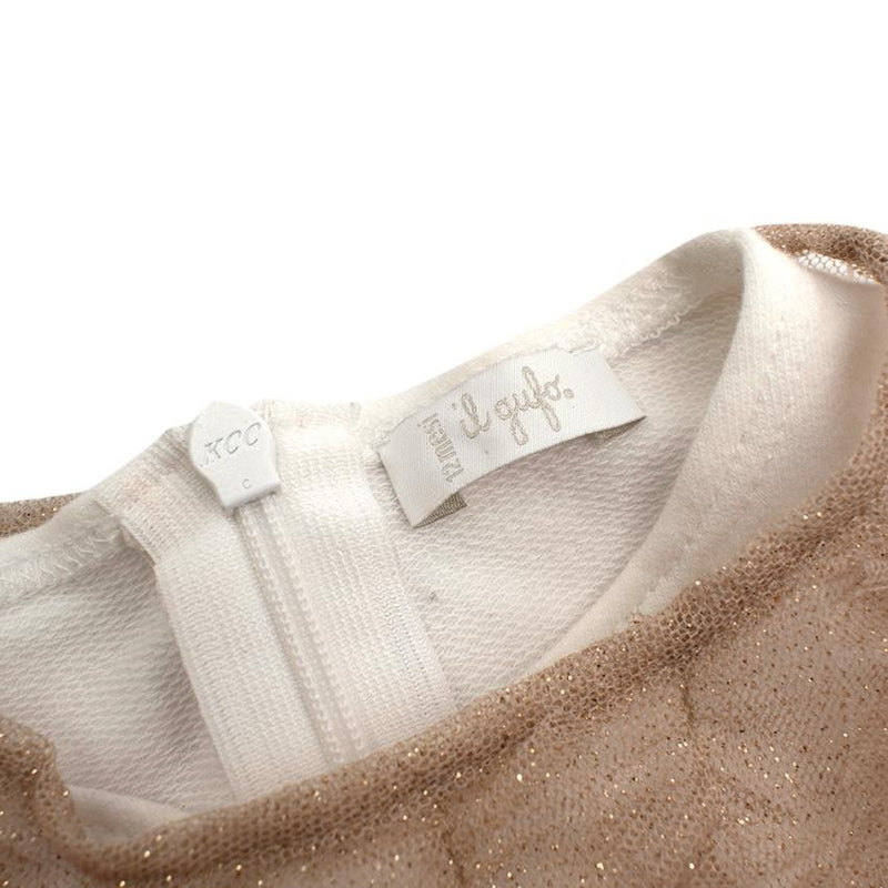 Il Gufo Girls Layered Mesh Glitter Ruffled Dress