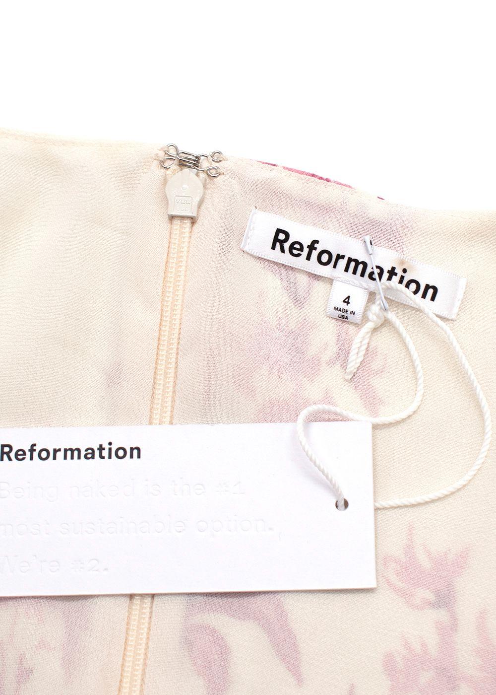 Reformation Ferris Dress in Cream with Pink Florals