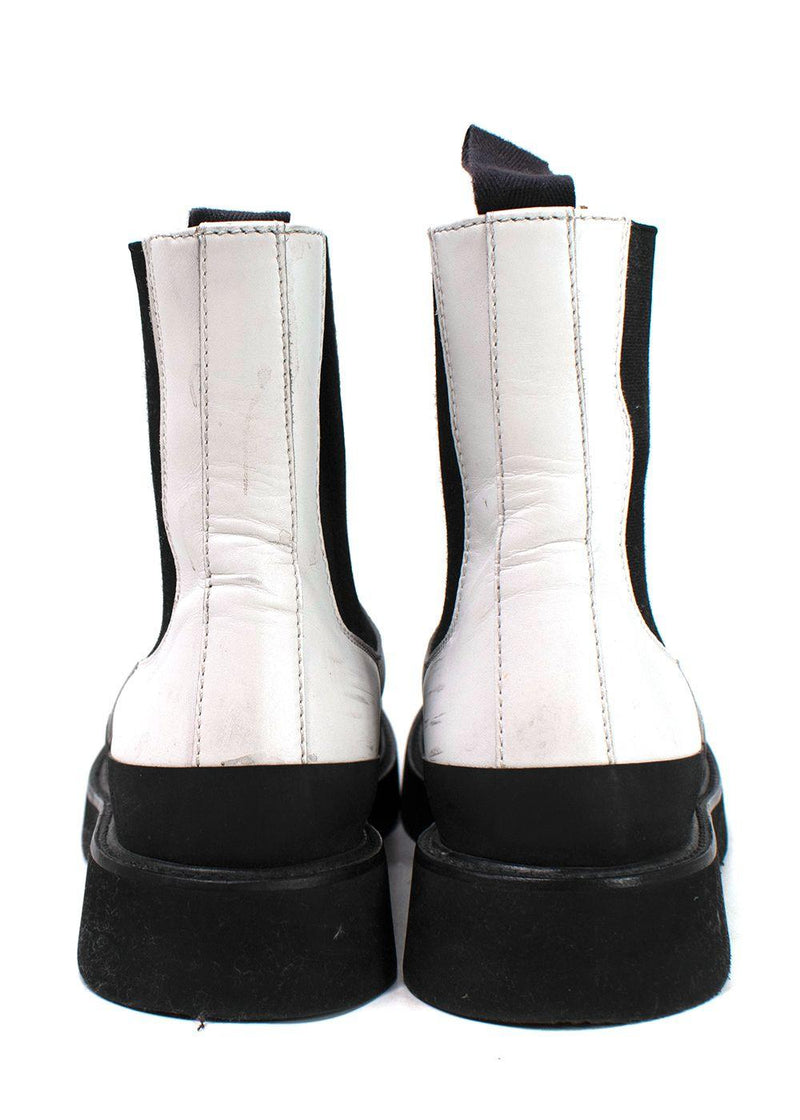 Celine White & Black Chelsea Ankle Boots