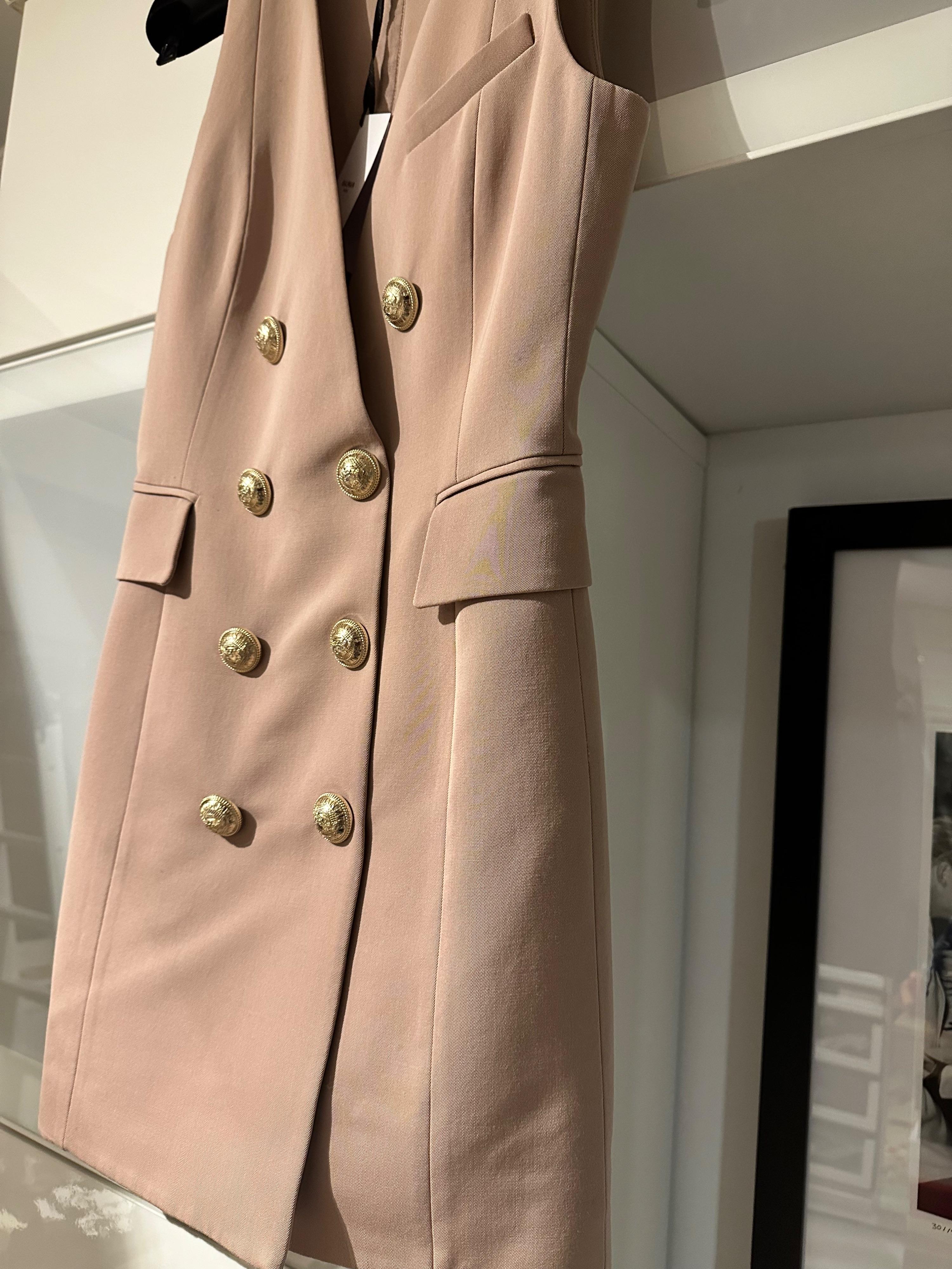 Balmain Blush Pink Sleeveless Blazer Dress