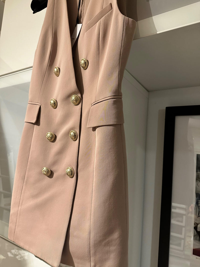 Balmain Blush Pink Sleeveless Blazer Dress