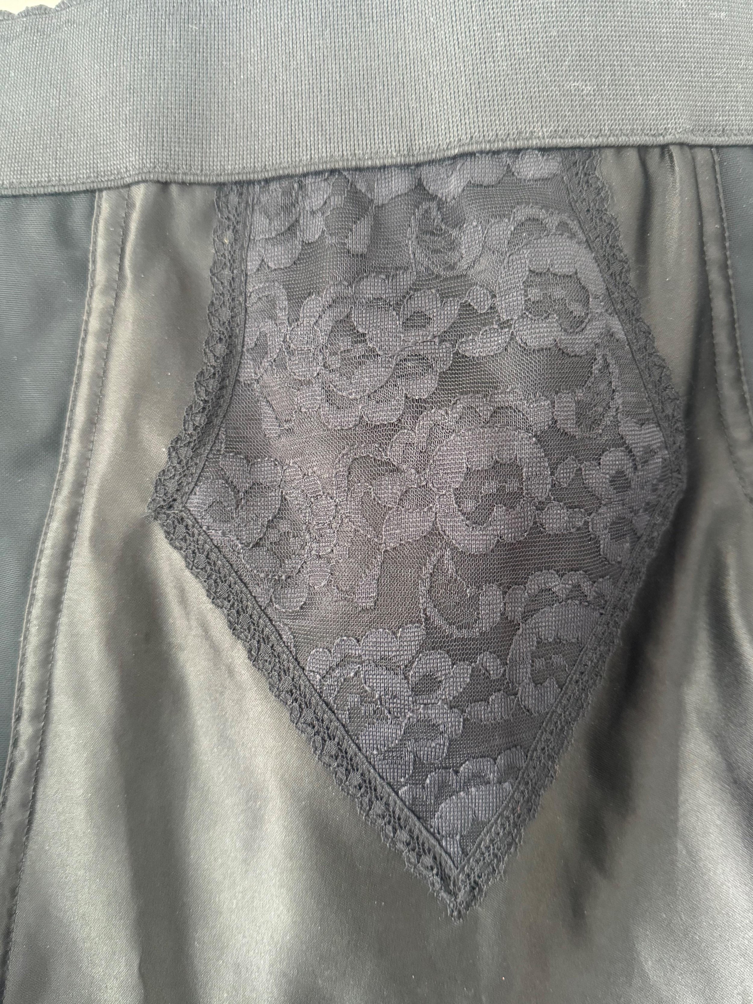 Black Powernet And Satin Midi Skirt