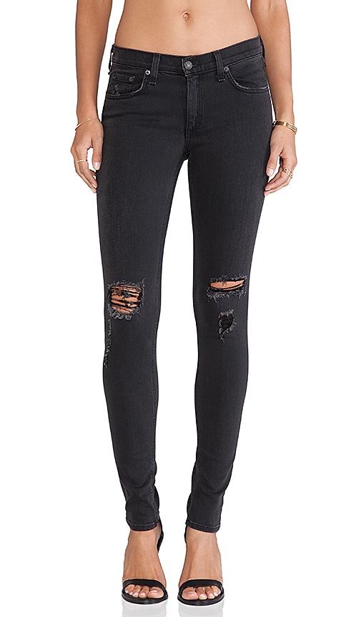 Rag and Bone Skinny Jeans in black with holes