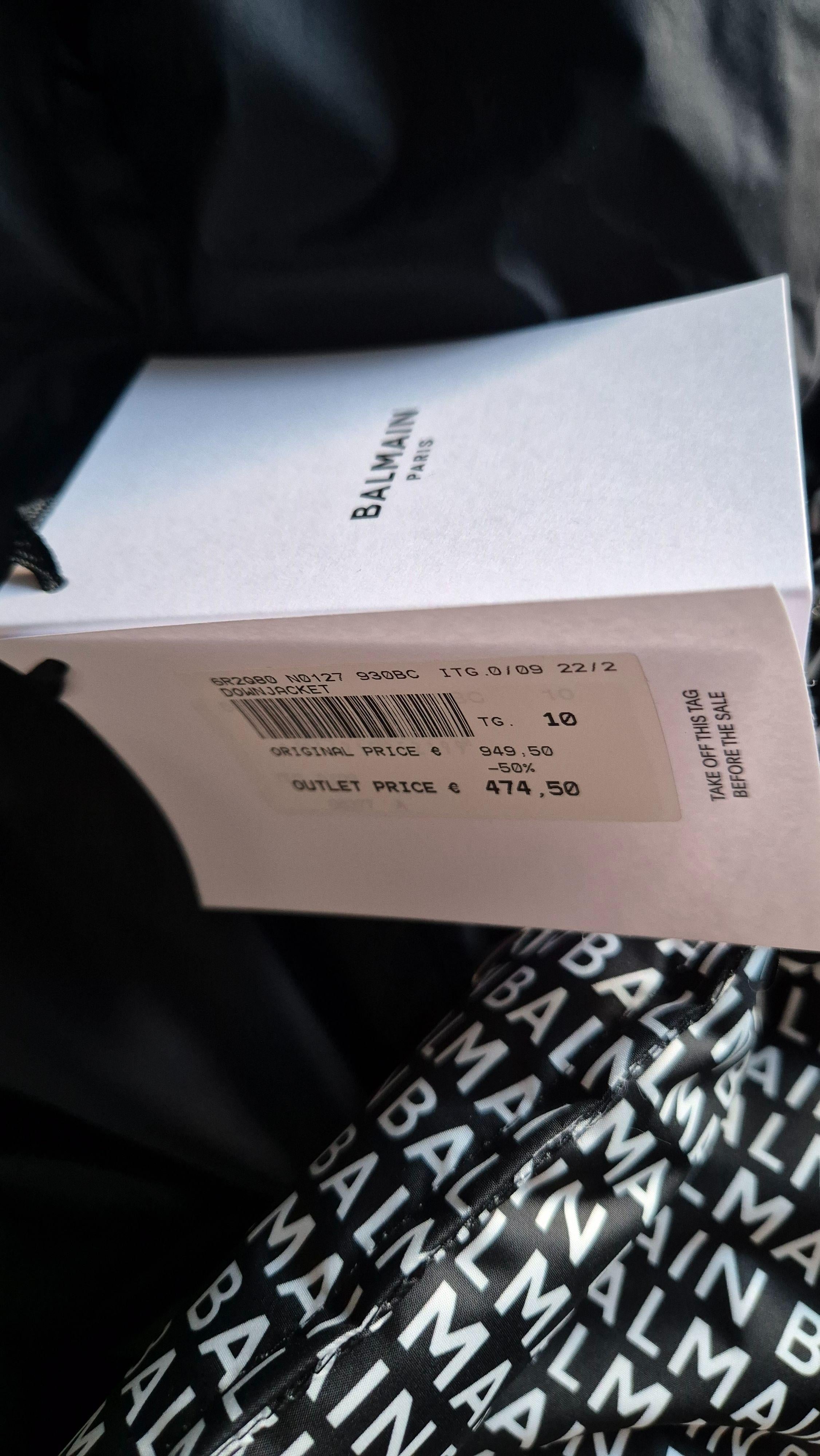 Balmain Black Logo Puffer Coat