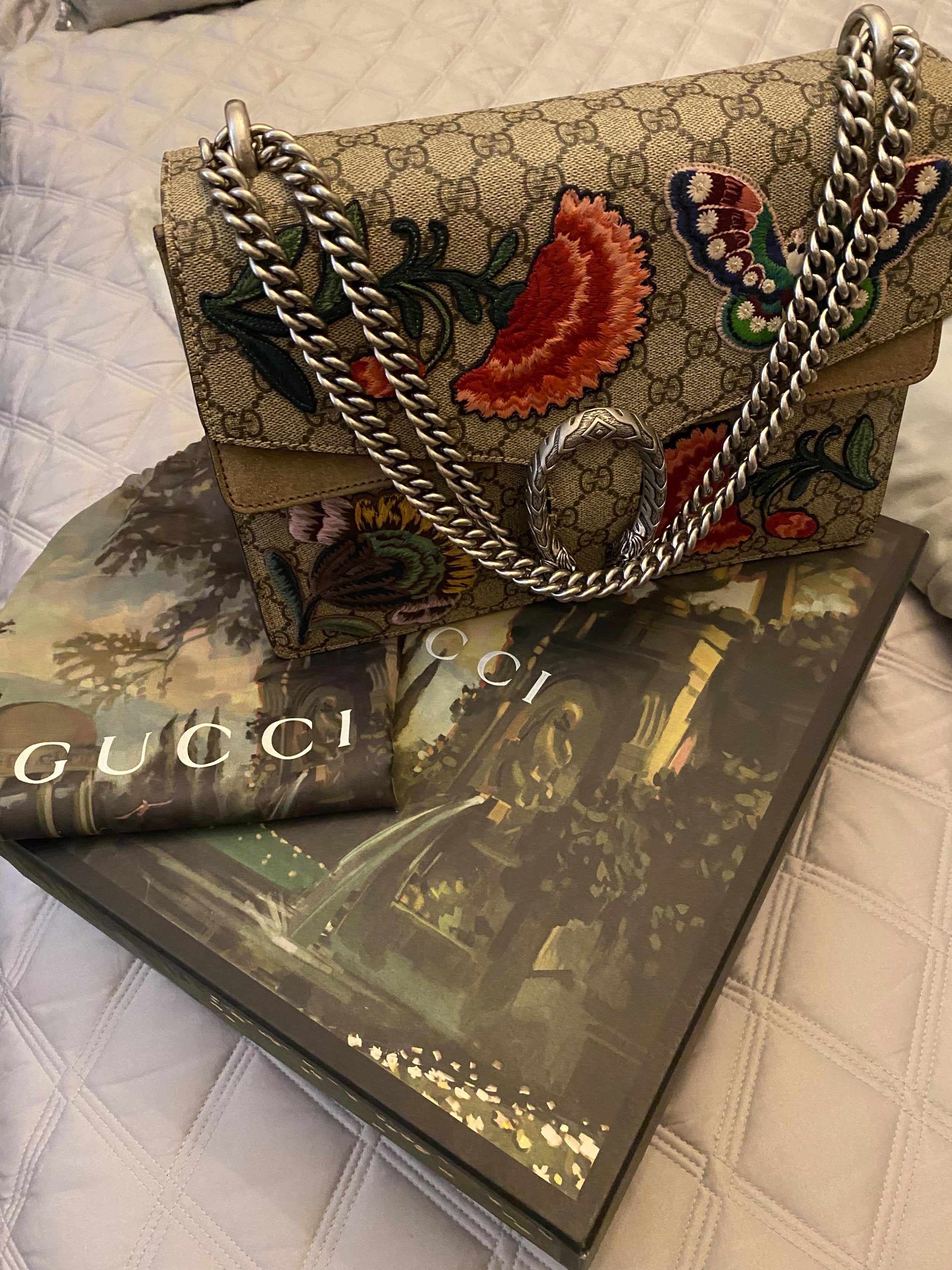 GG Supreme Embroidered Medium Dionysus Shoulder Bag