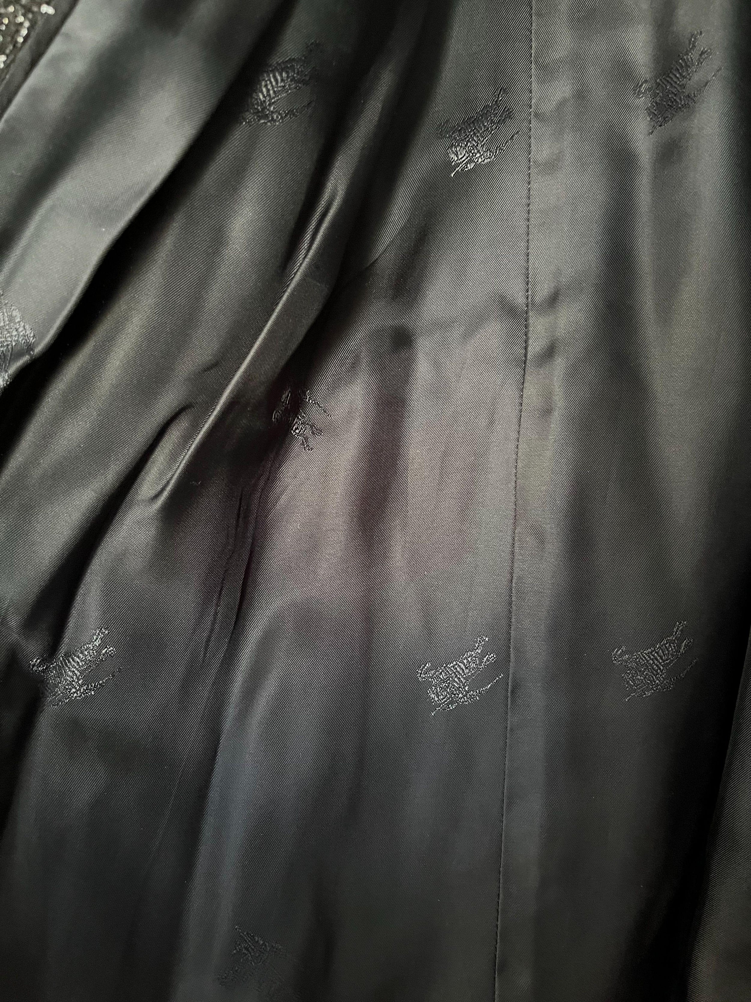 Black Lurex Woven Trench Coat