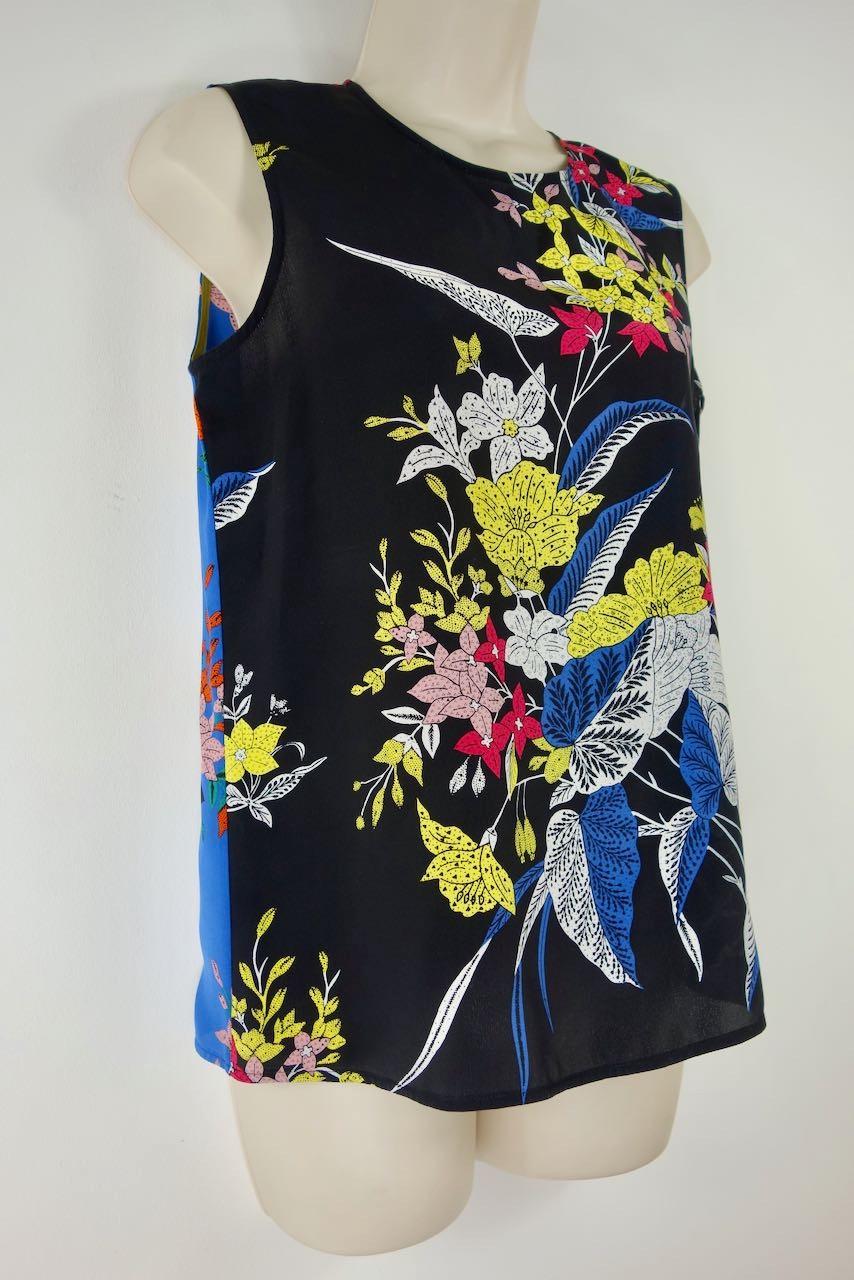 Multicolour silk sleeveless top