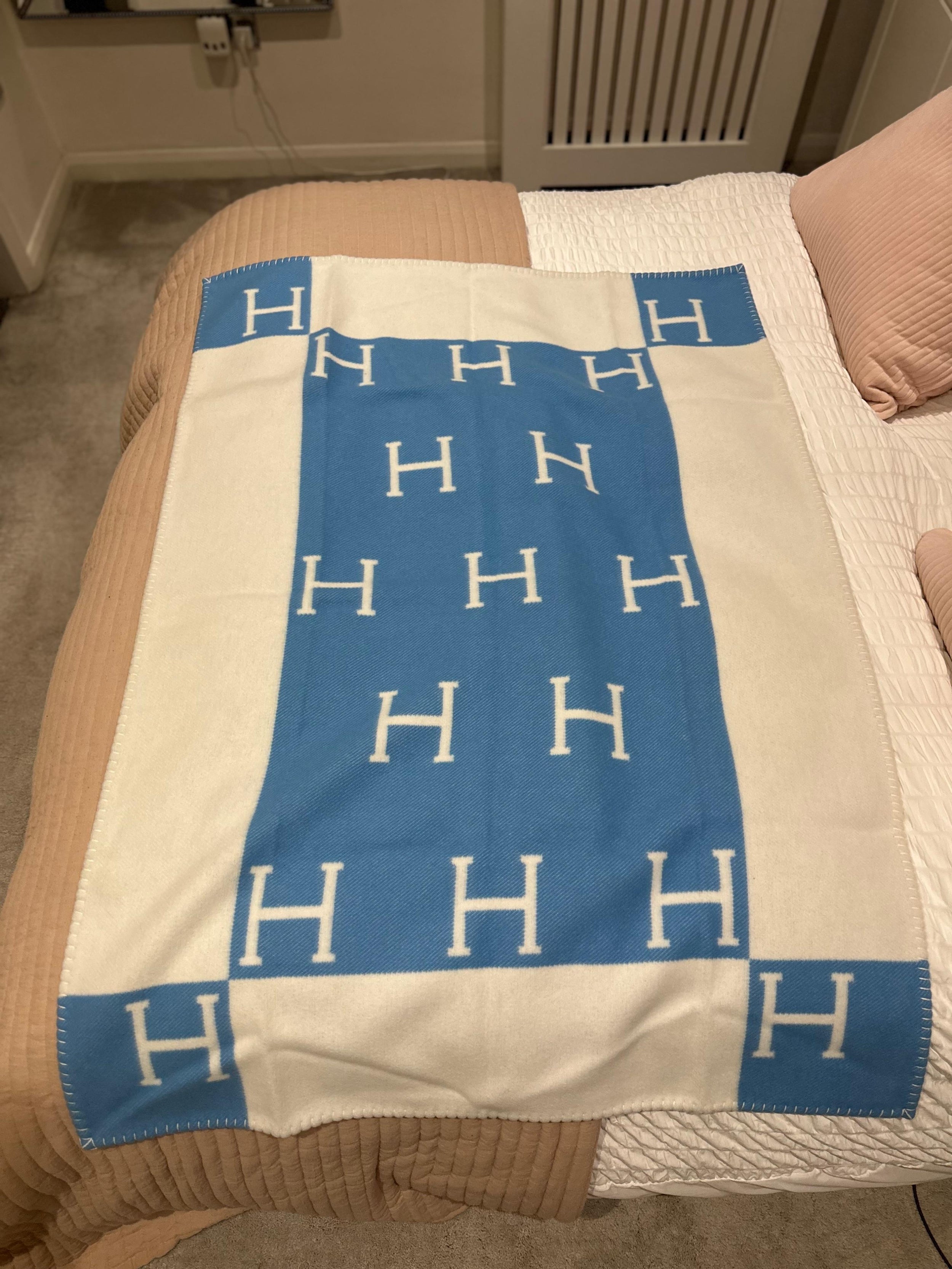 Blue and Cream Avalon Baby Blanket