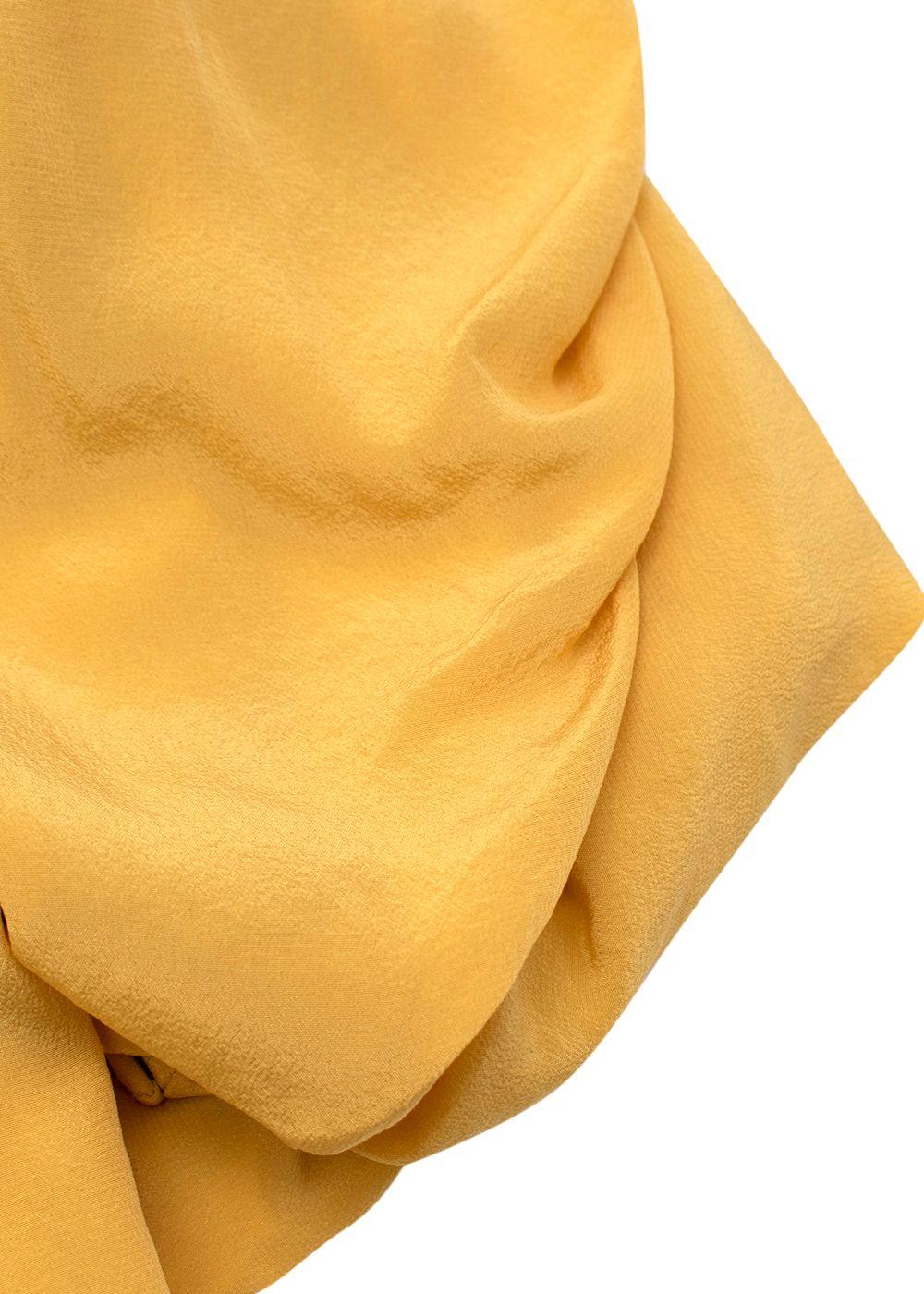 Valentino Yellow Ruched Shoulder Silk Dress