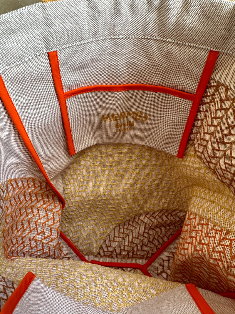 Hermes Poisson Natte Canvas Beach Tote Bag