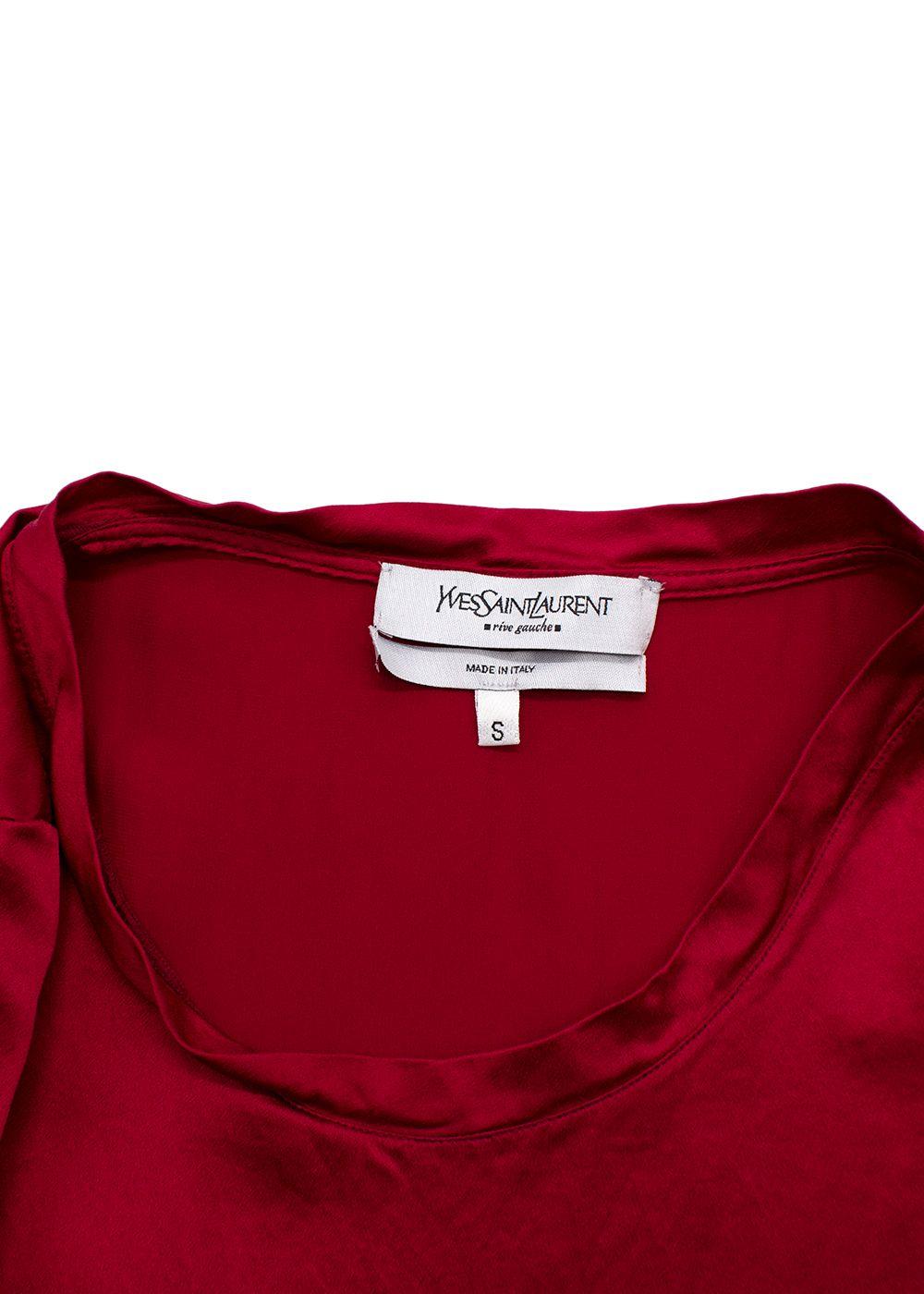 Yves Saint Laurent Ruby Red Silk T-Shirt