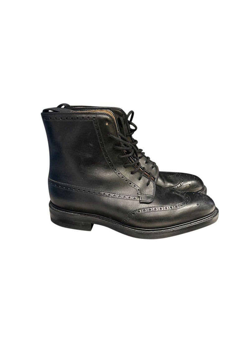 Black Leather Nutley Combat Boots