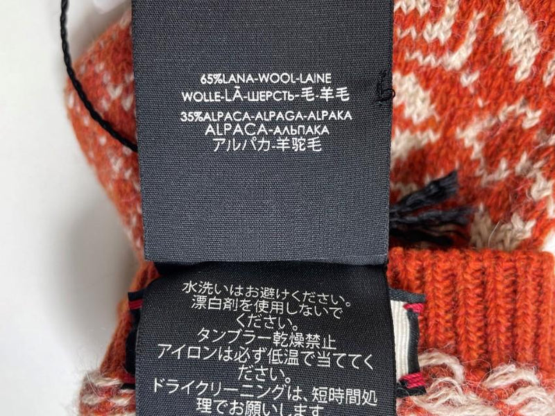 Gucci Orange Fair Isle Fingerless Foxlov Gloves - Size M