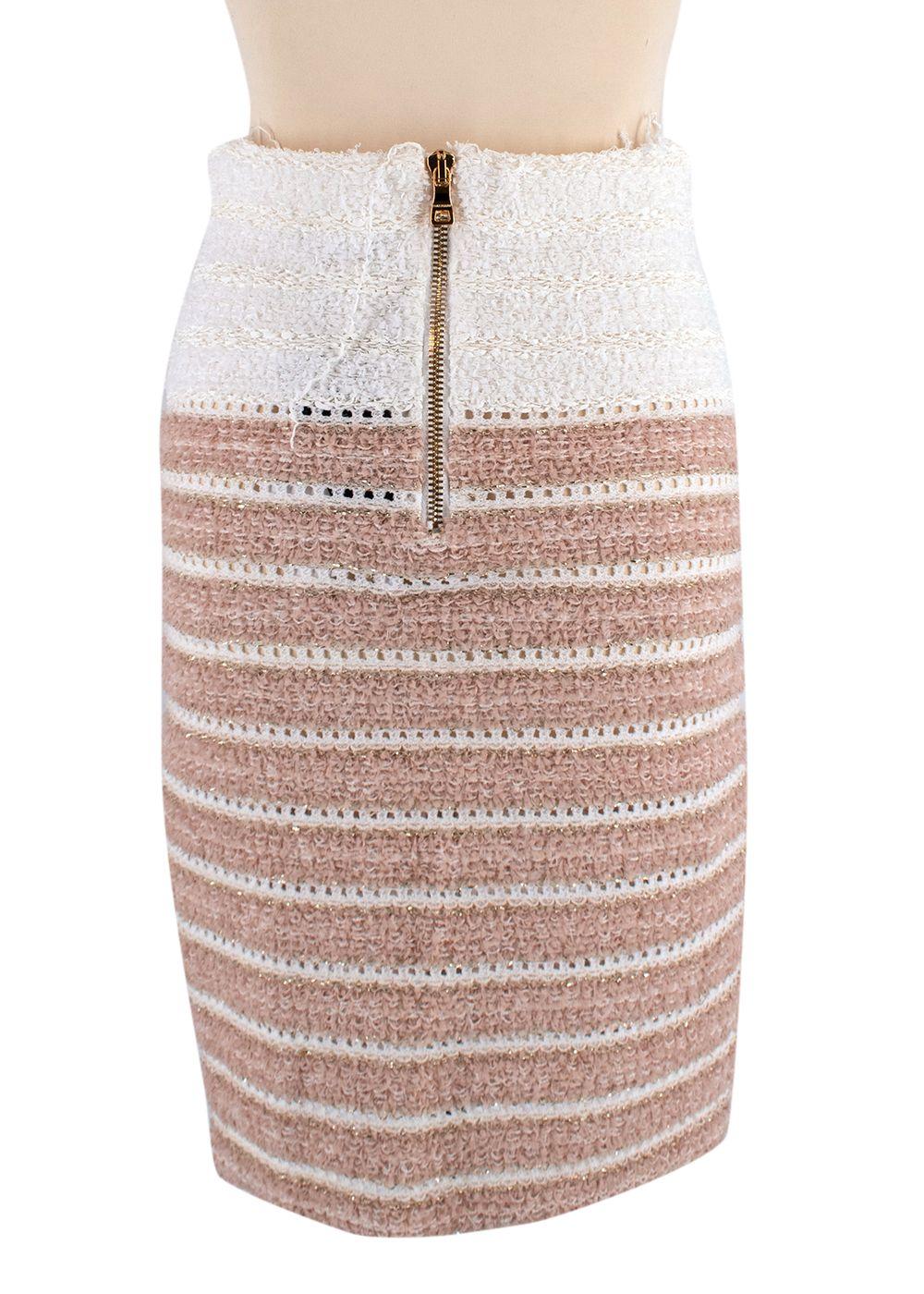 Genoux Metallic Striped Tweed Skirt