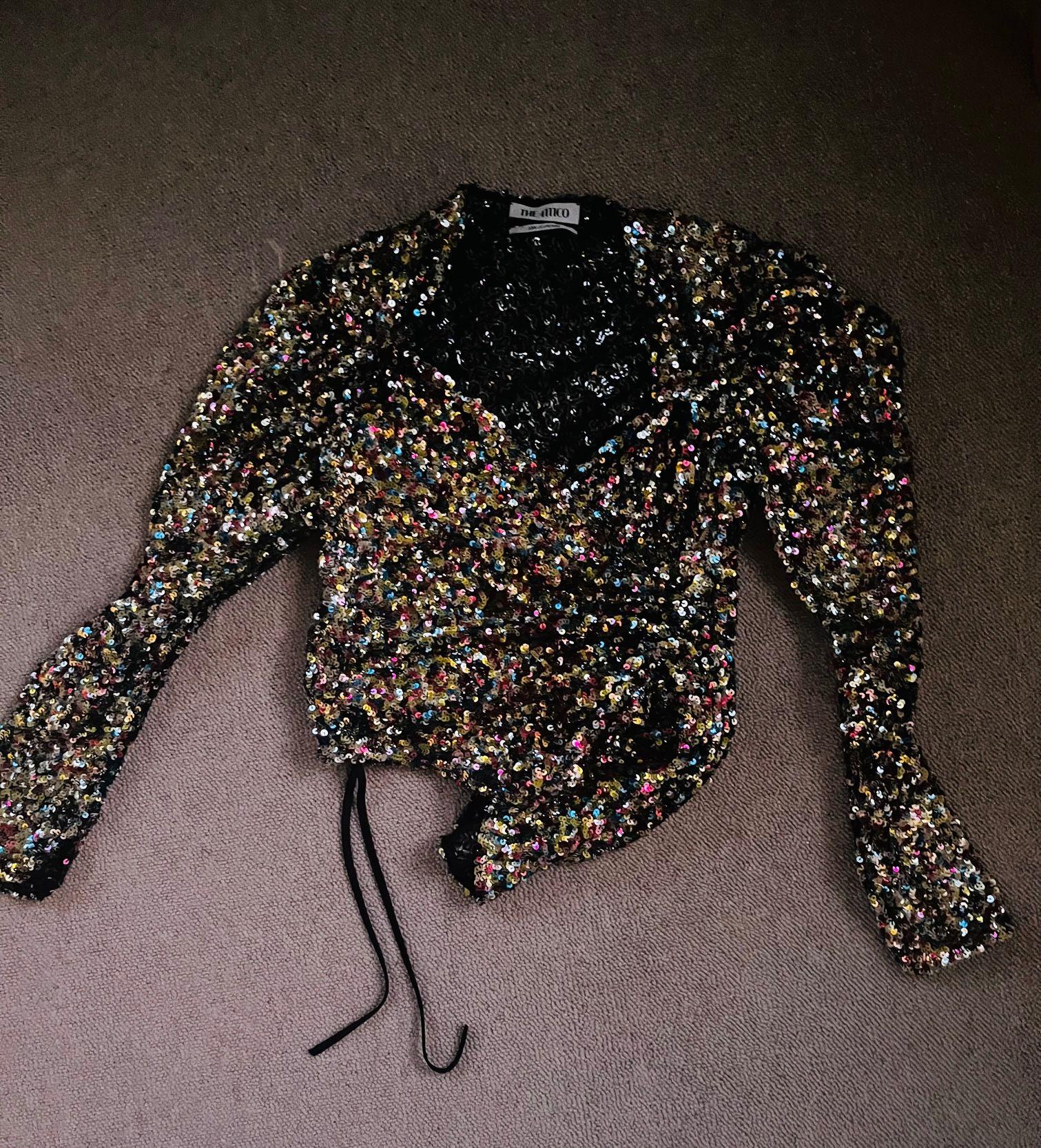 The Attico Multicoloured Sequin Wrap Top