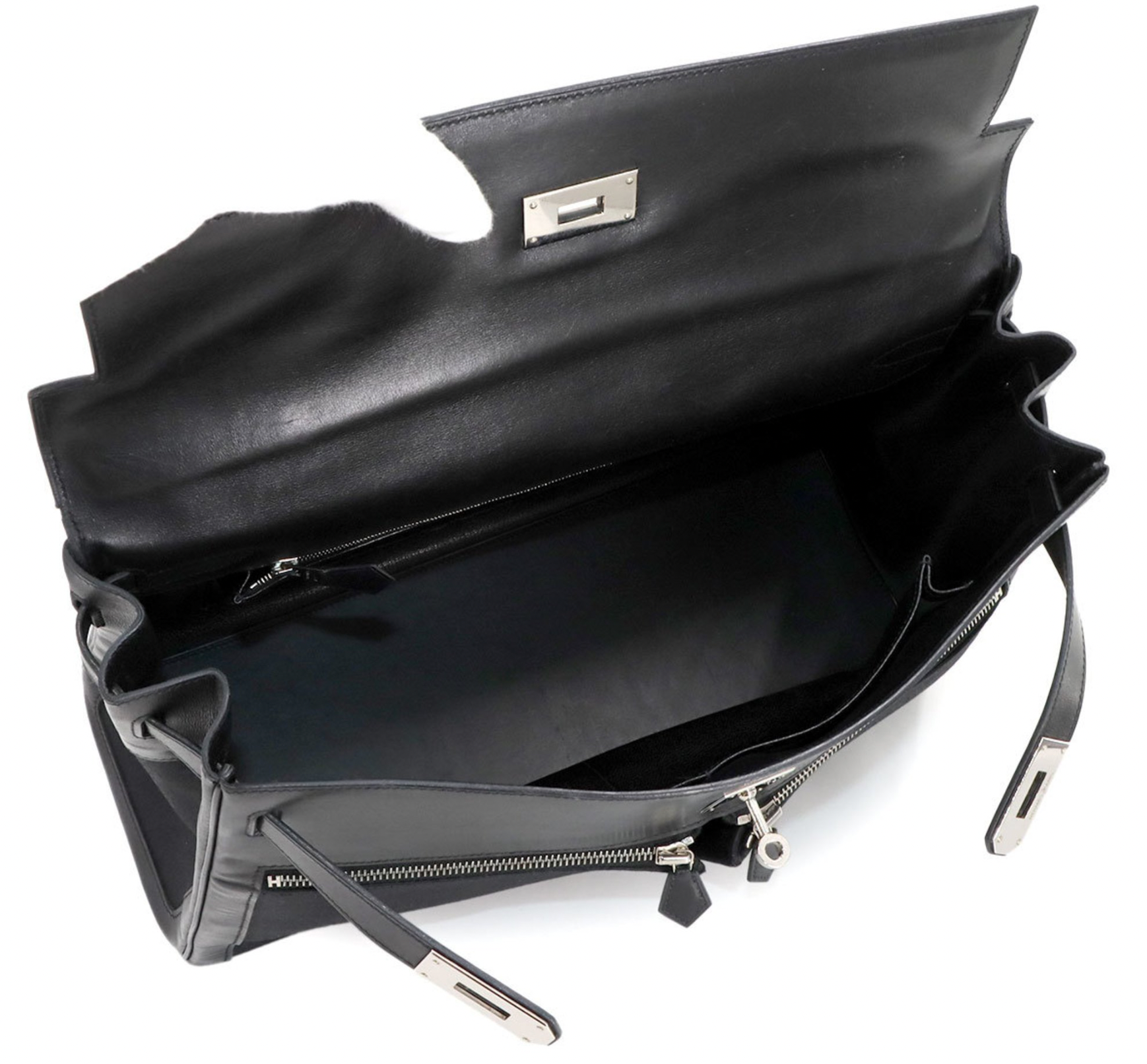 Hermès Black Kelly Lakis 40 With Silver Hardware